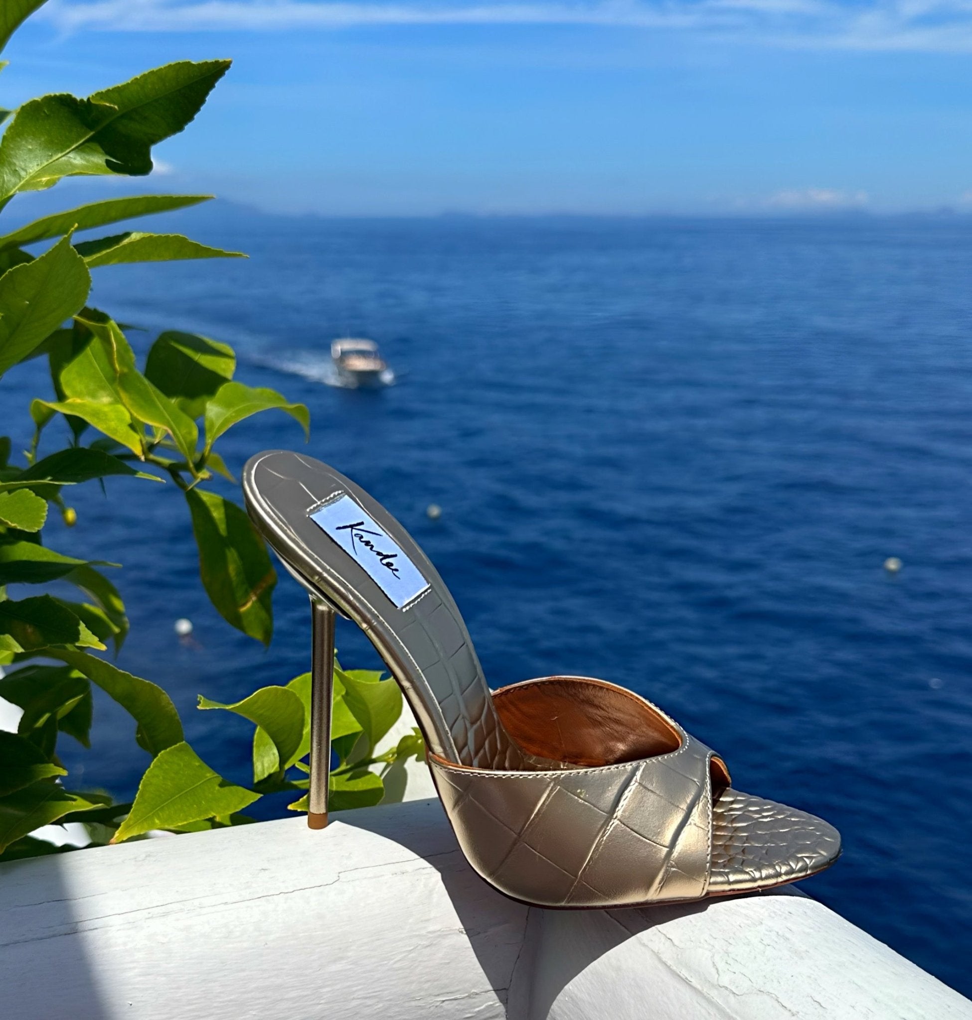 Light Gold Croco Mules - Kandee