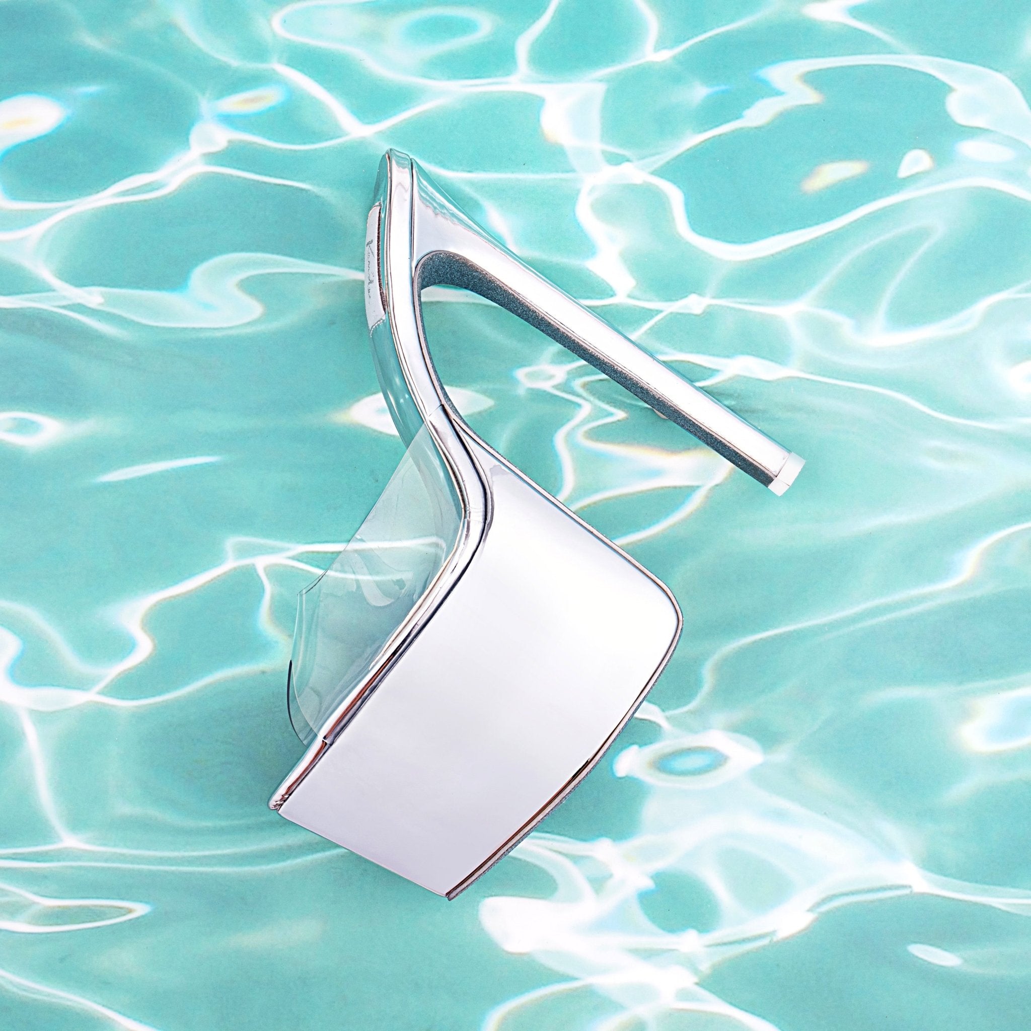 Silver Patent Platform PVC Mules - Kandee