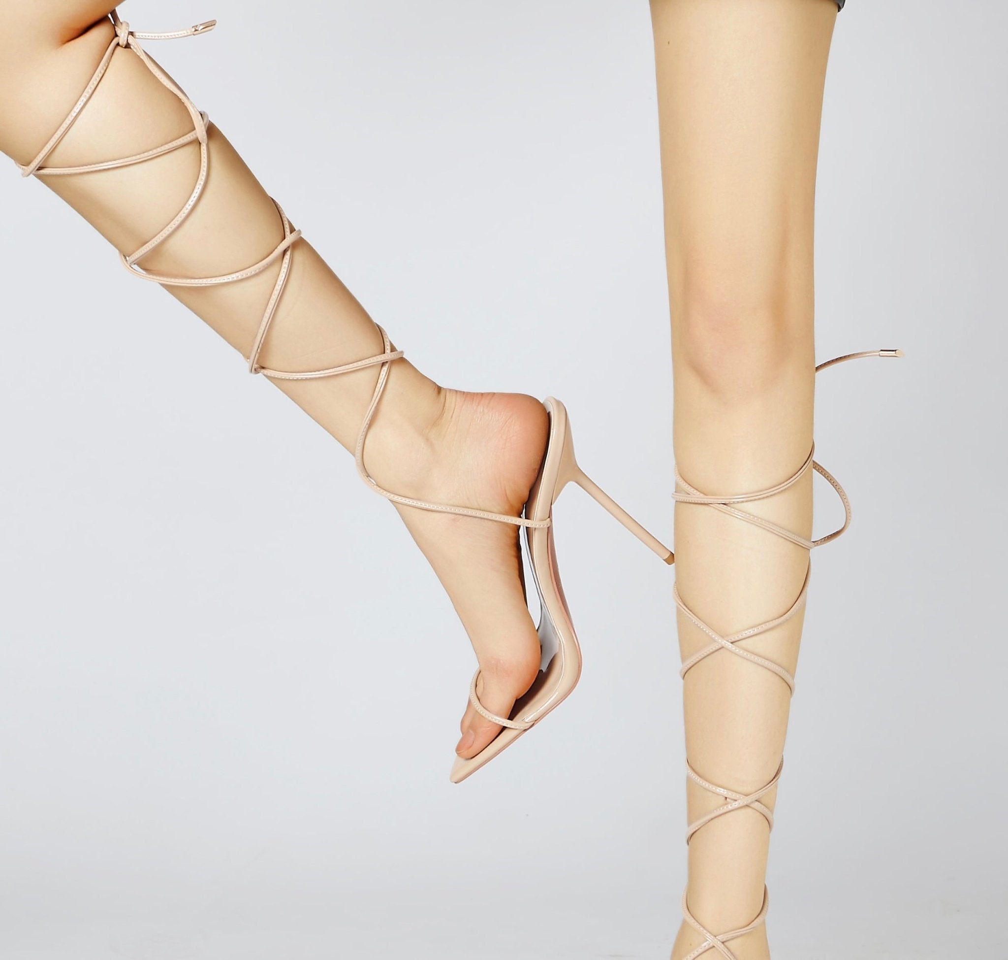 Nude Porcelain Patent Sandals *Vegan - Kandee