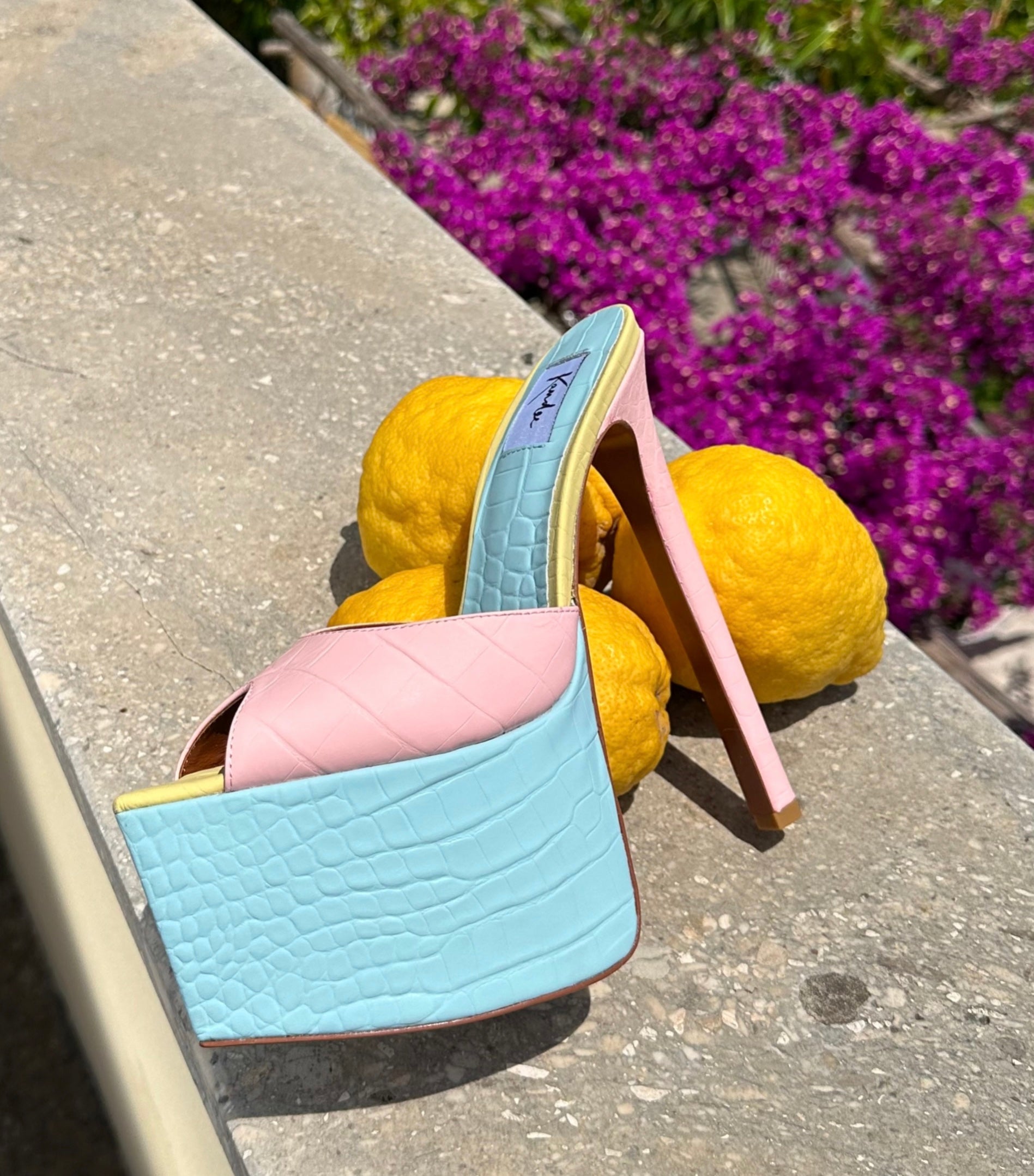 Pastel Multi Croco Platform Mules - Kandee