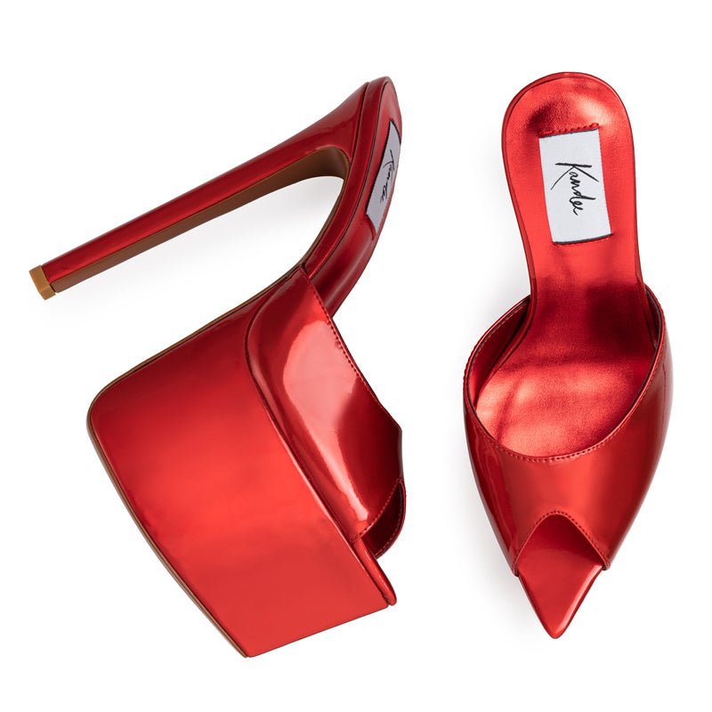 Red Mirror Platform Mules - Kandee