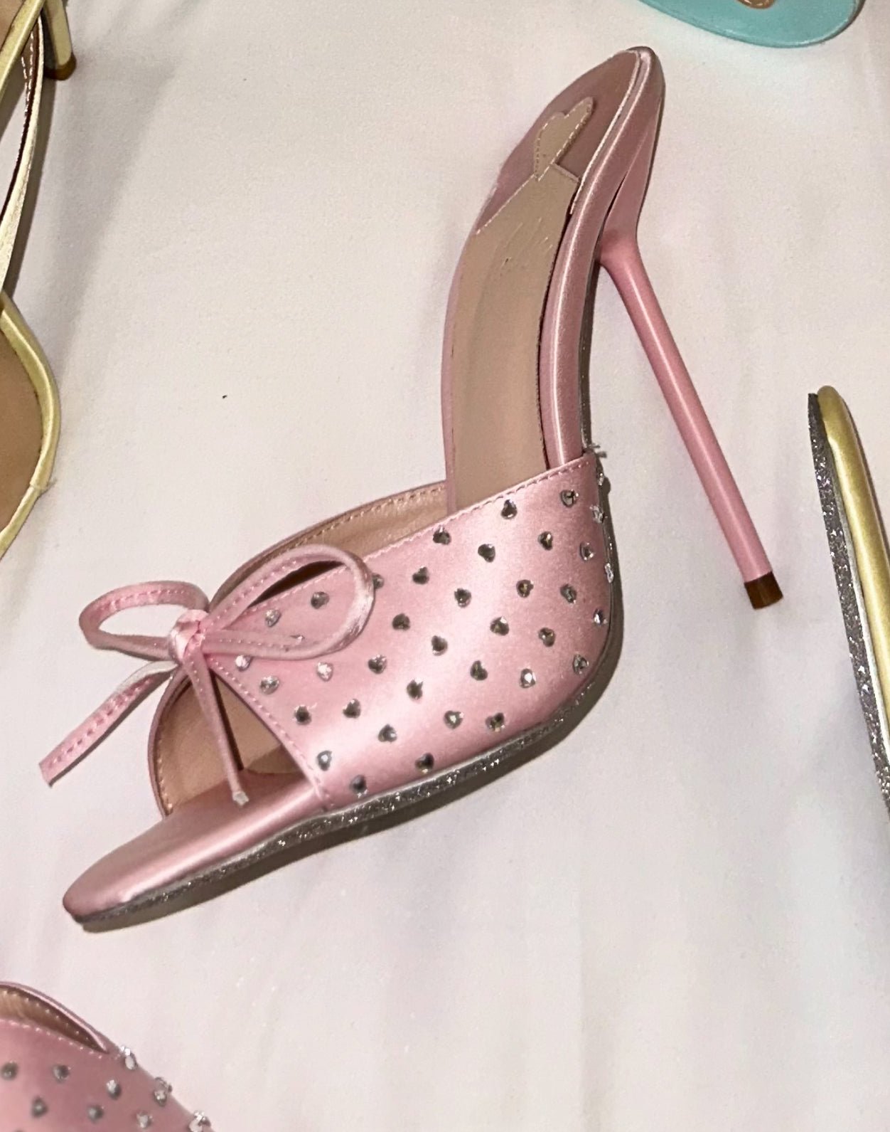 J'Adore Silk Crystal Heart Mules - Kandee