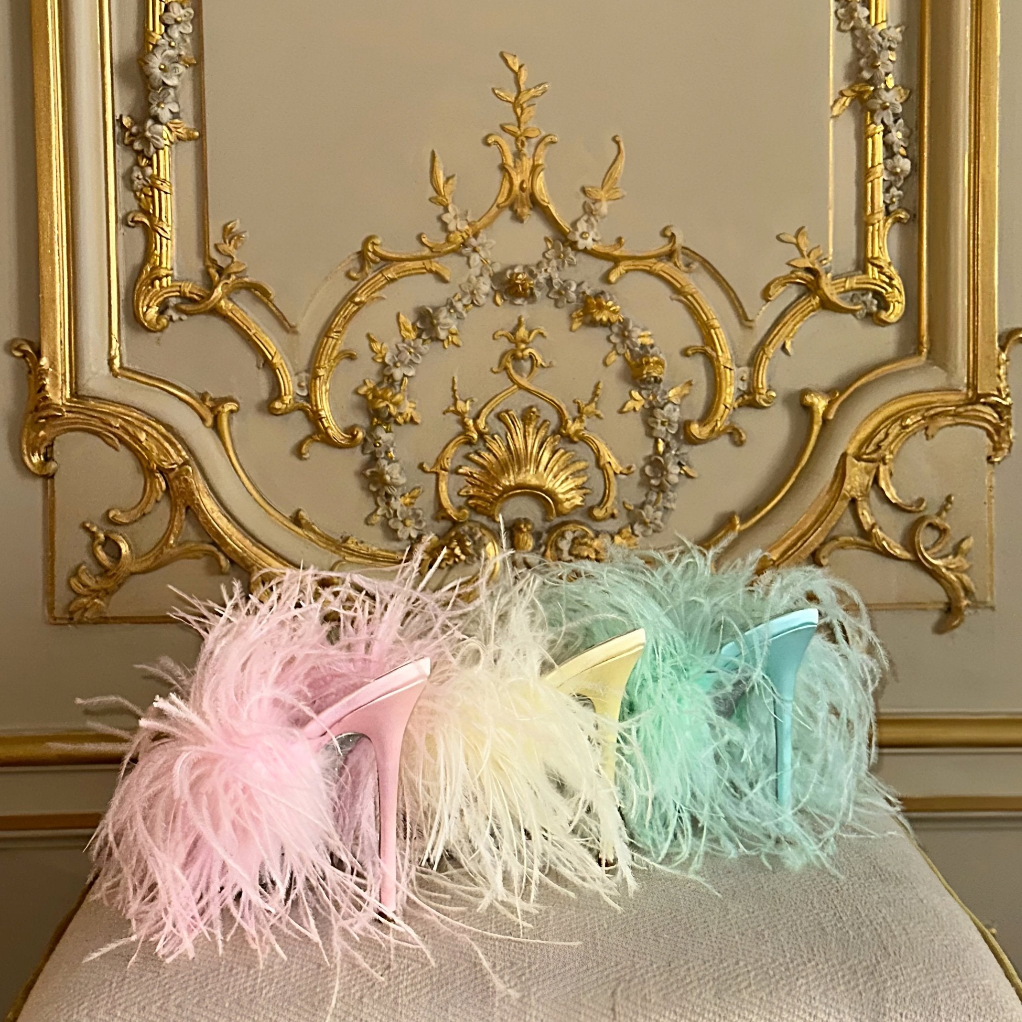 Butter Yellow Silk Ostrich Mules - Kandee