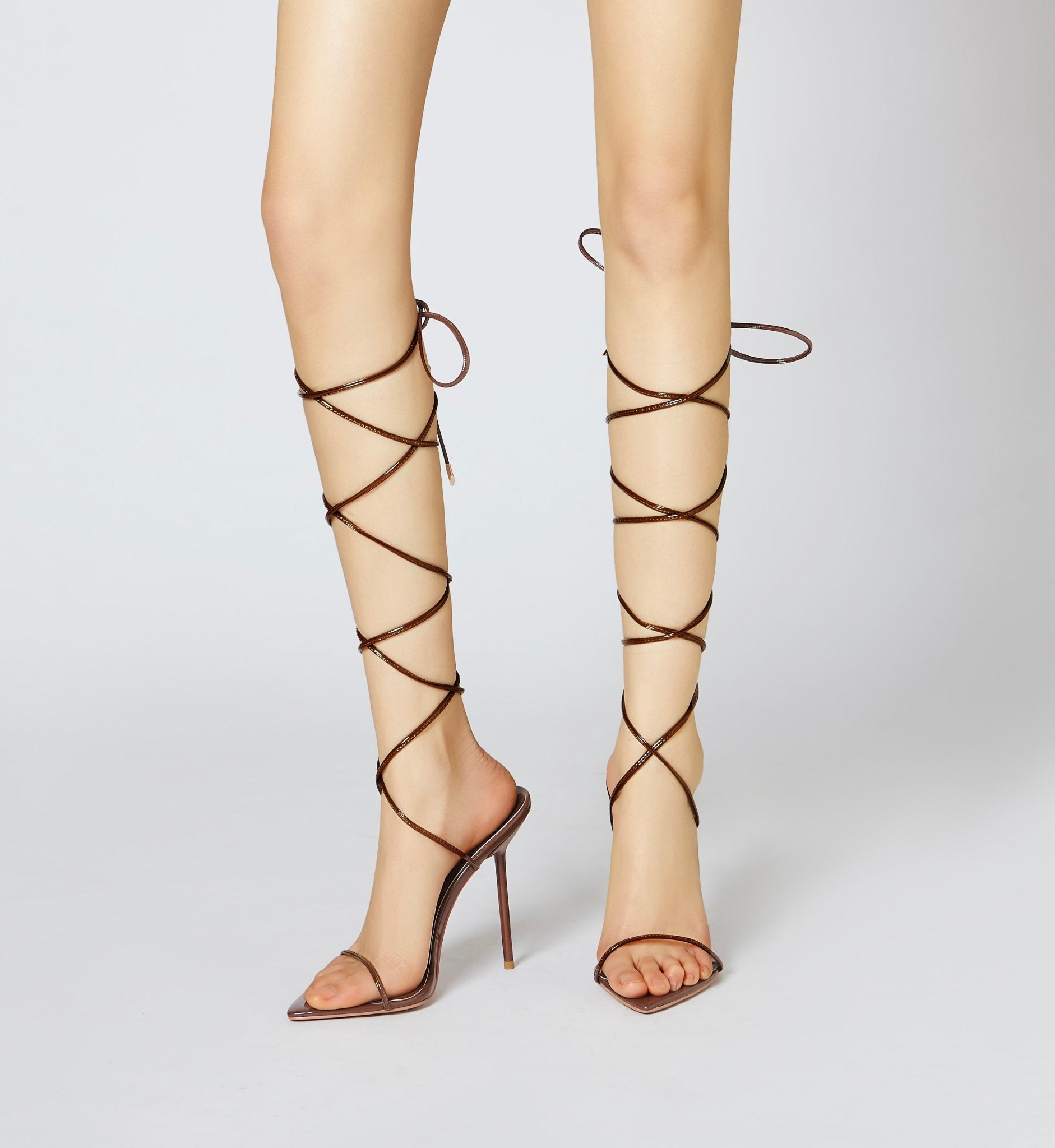 Espresso Patent Mirror Sandals *Vegan - Kandee