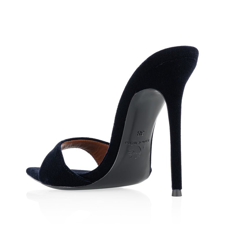 Navy Blue Velvet Mules - Kandee