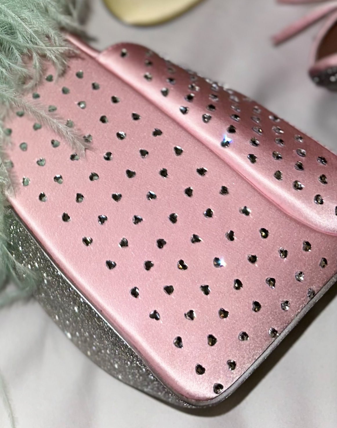 J'Adore Silk Crystal Heart Platform Mules - Kandee