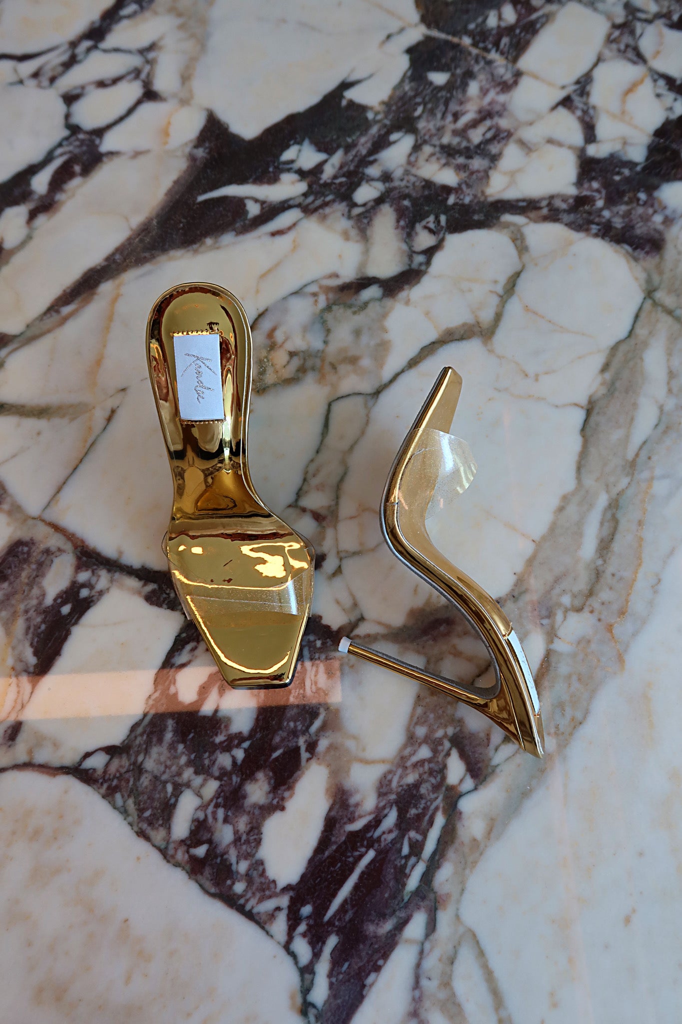 Golden Hour Glitter Transparent PVC Mules - Kandee