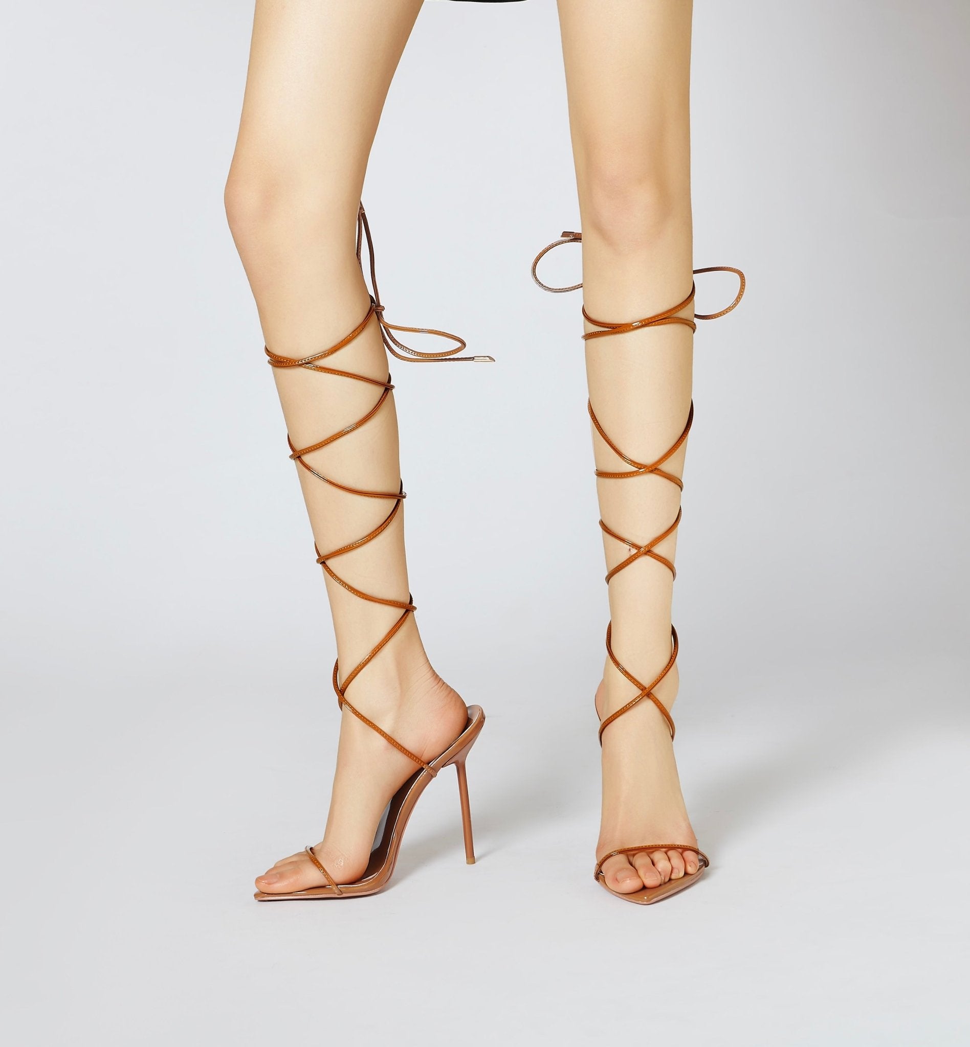 Tan Patent Mirror Sandals *Vegan - Kandee