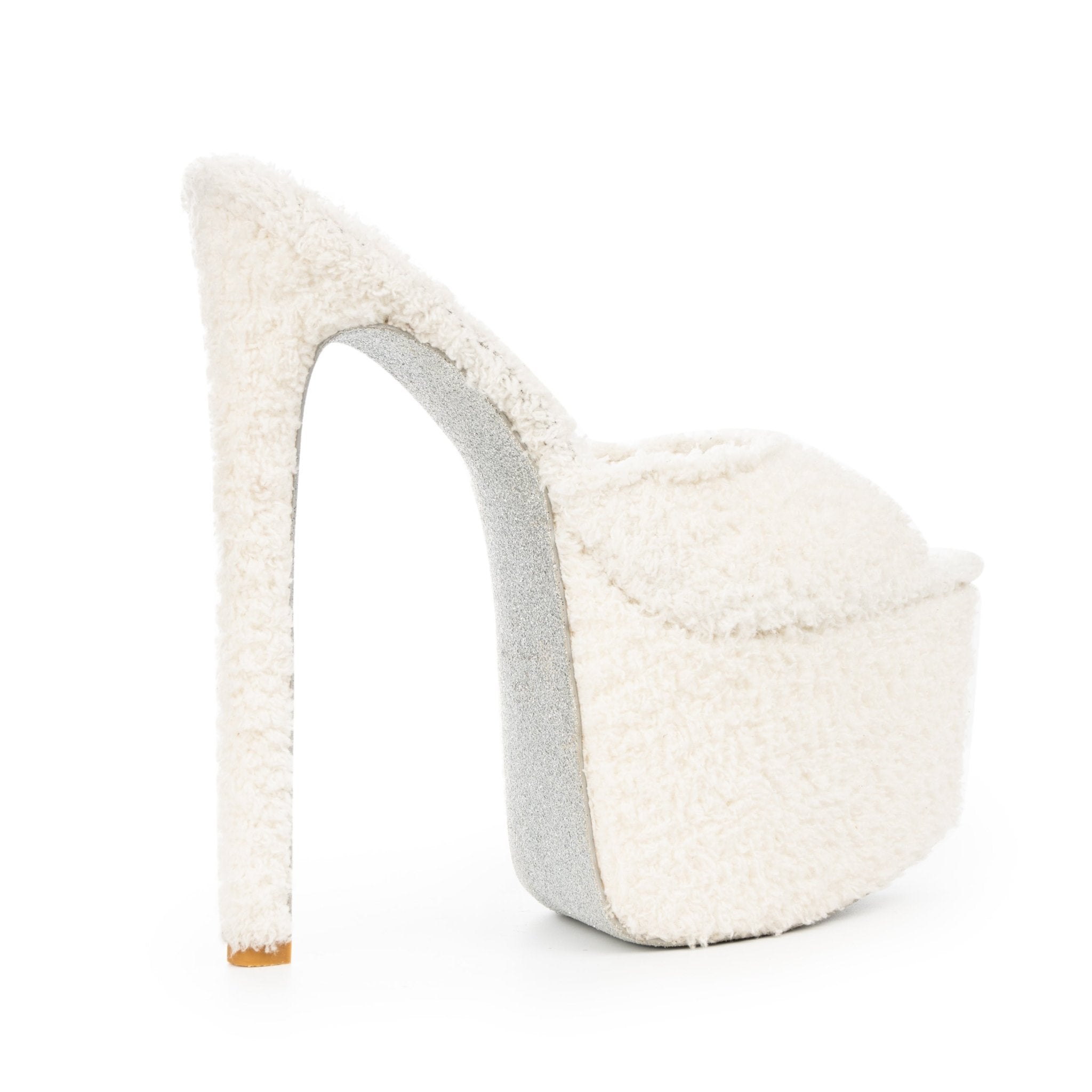 Towelling White Platform Mules - Kandee