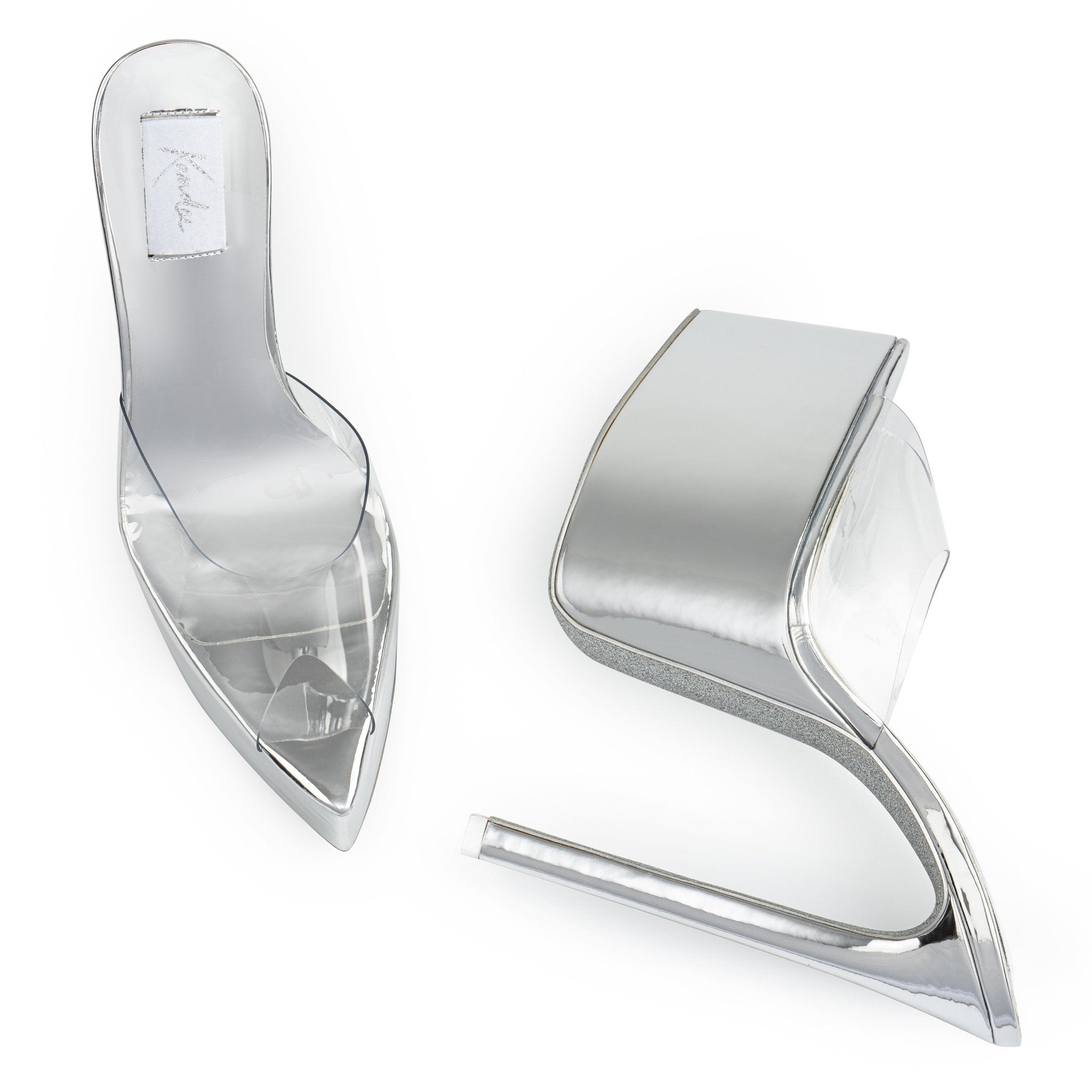 Silver Patent Platform PVC Mules - Kandee