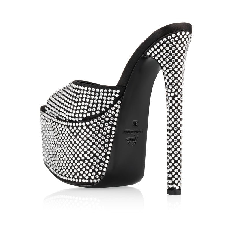 Baccarat Black Crystal Platform Mules *As seen on Sabrina Carpenter for Vogue US - Kandee