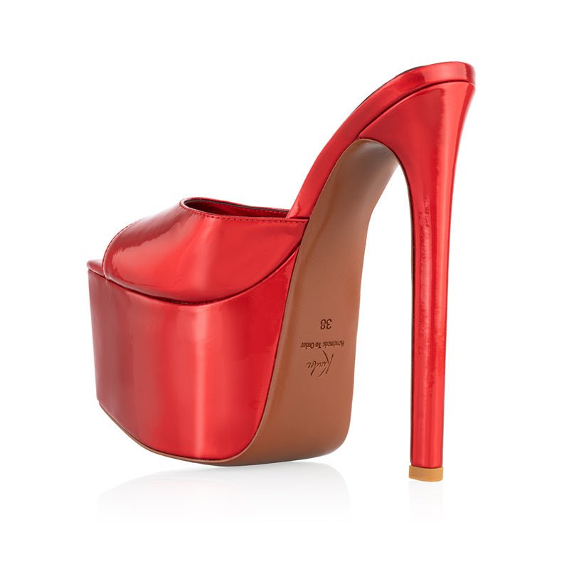 Red Mirror Platform Mules - Kandee