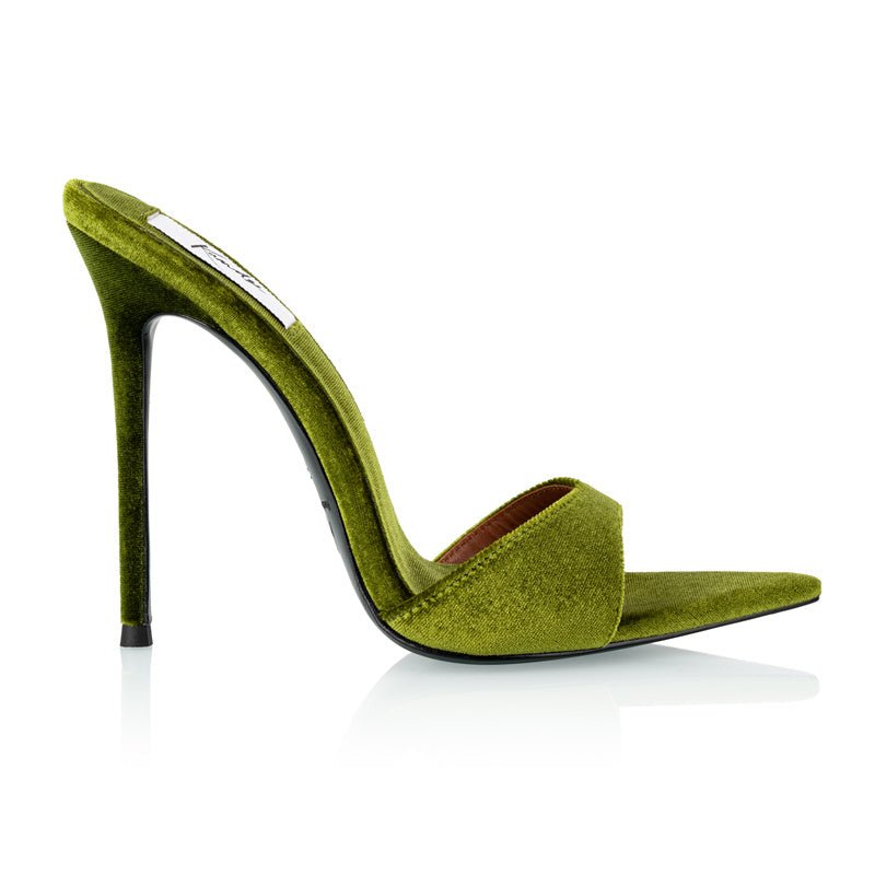 Olive Velvet Mules - Kandee