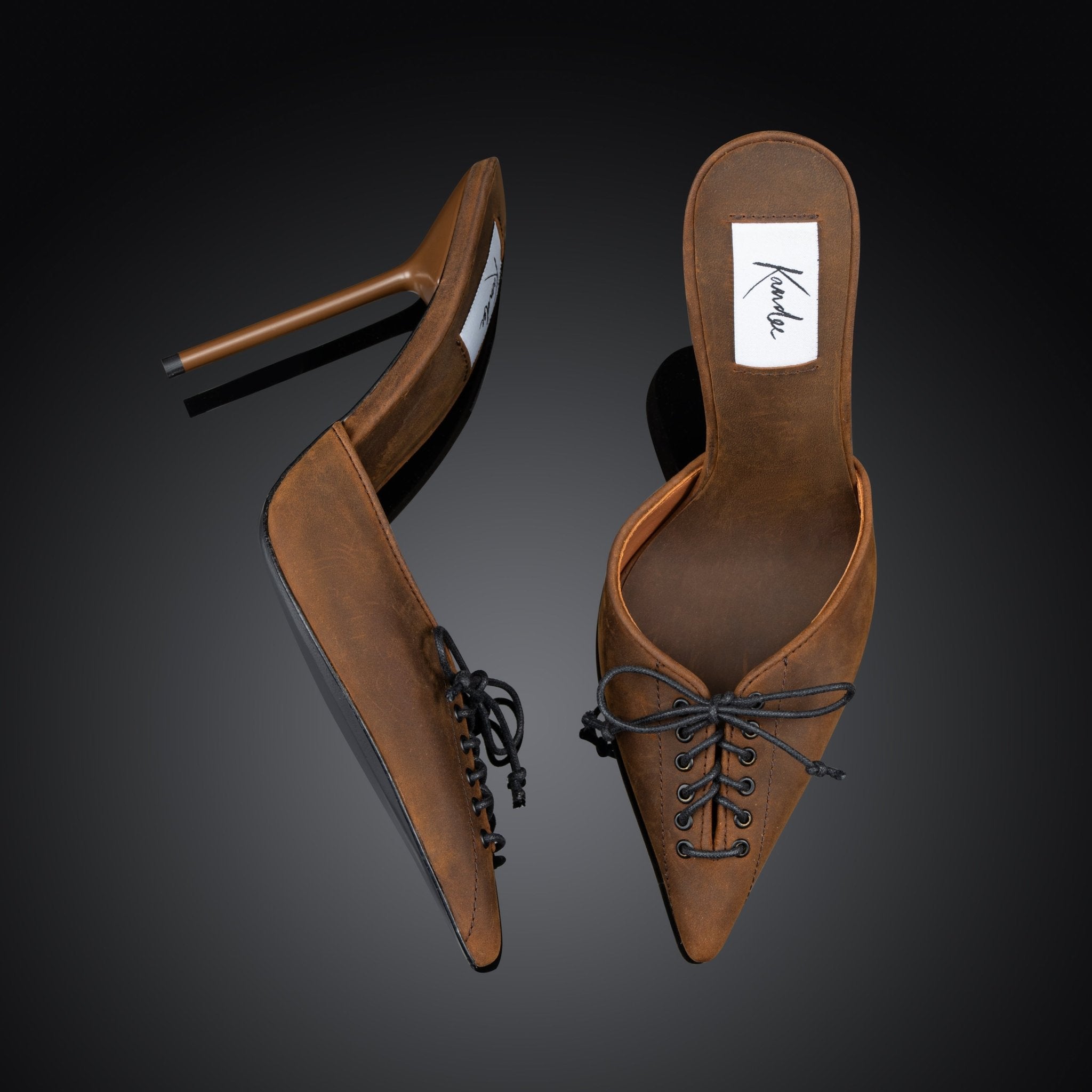 Vintage Style Leather Lace Mules - Kandee