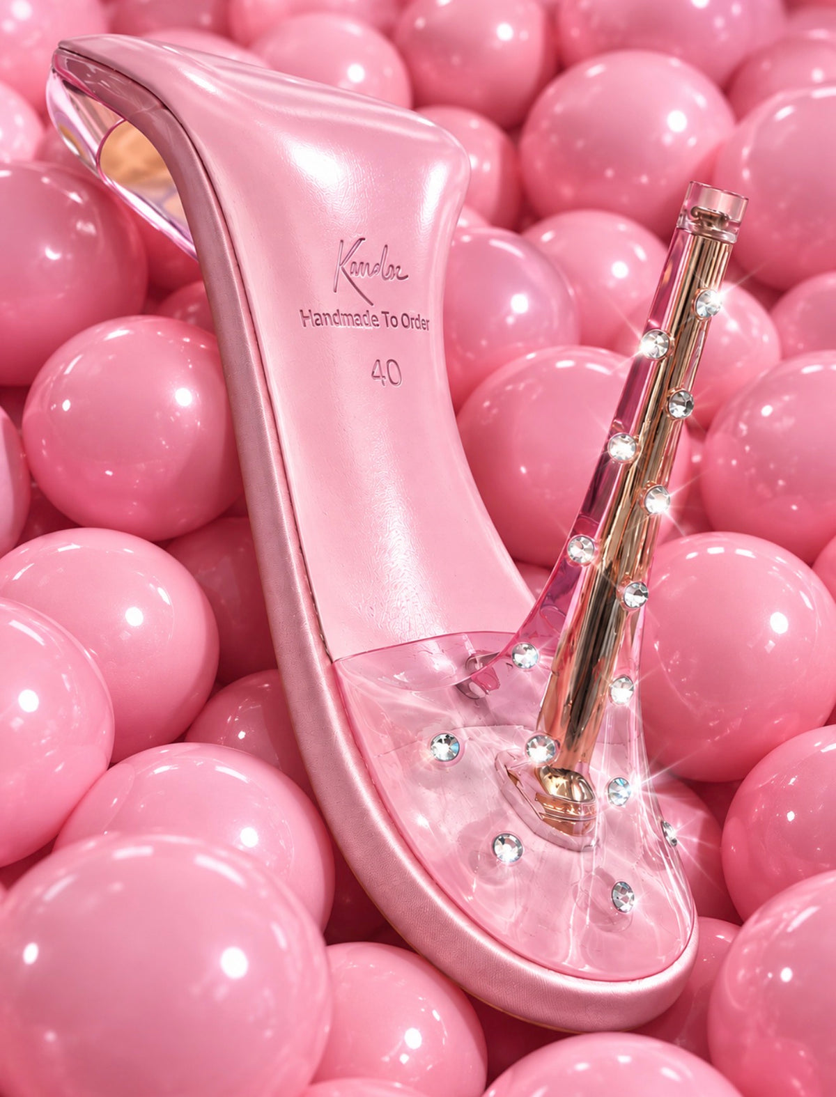 Bubblegum Pink Translucent with crystal Plexiglas Heel