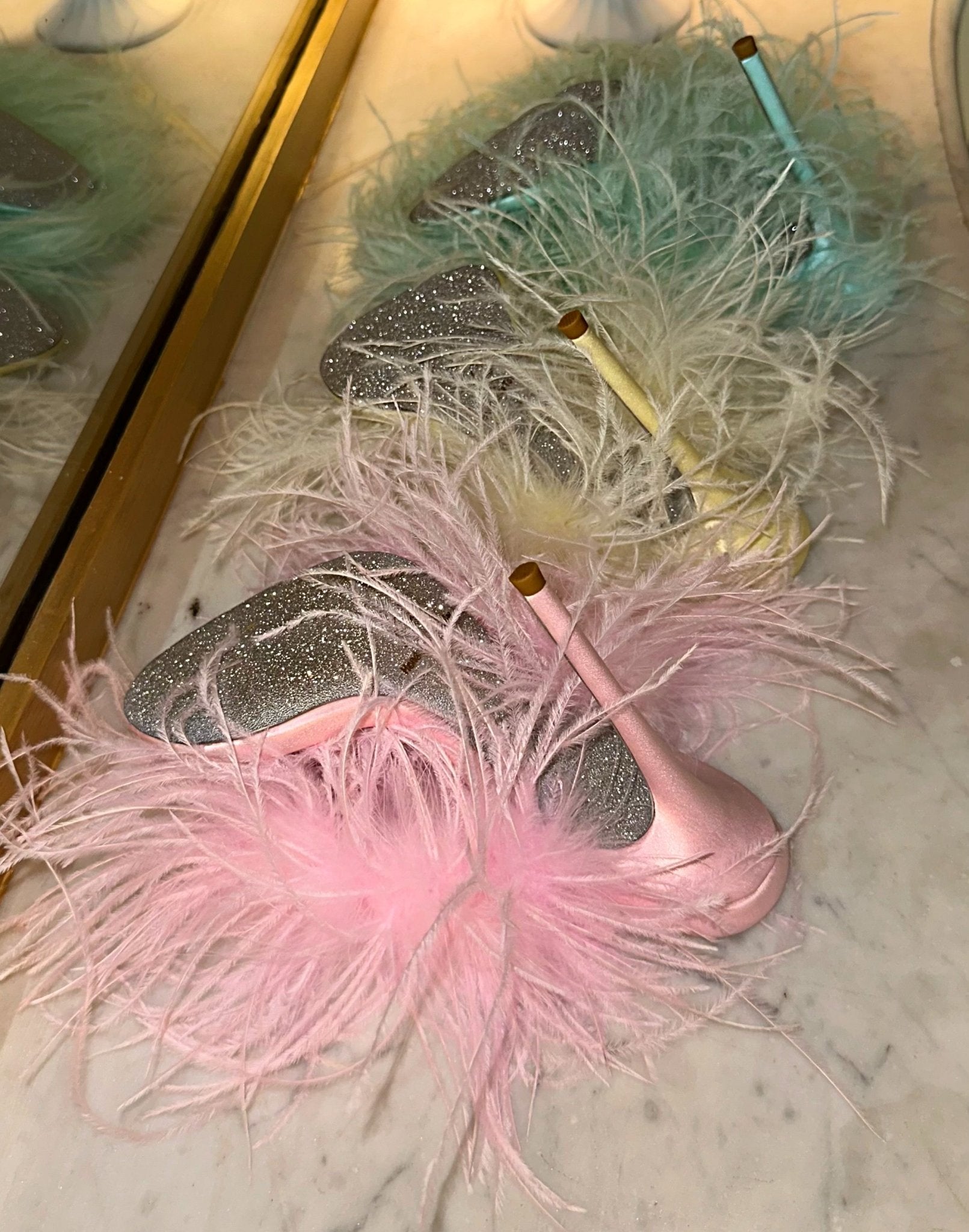 Butter Yellow Silk Ostrich Mules - Kandee