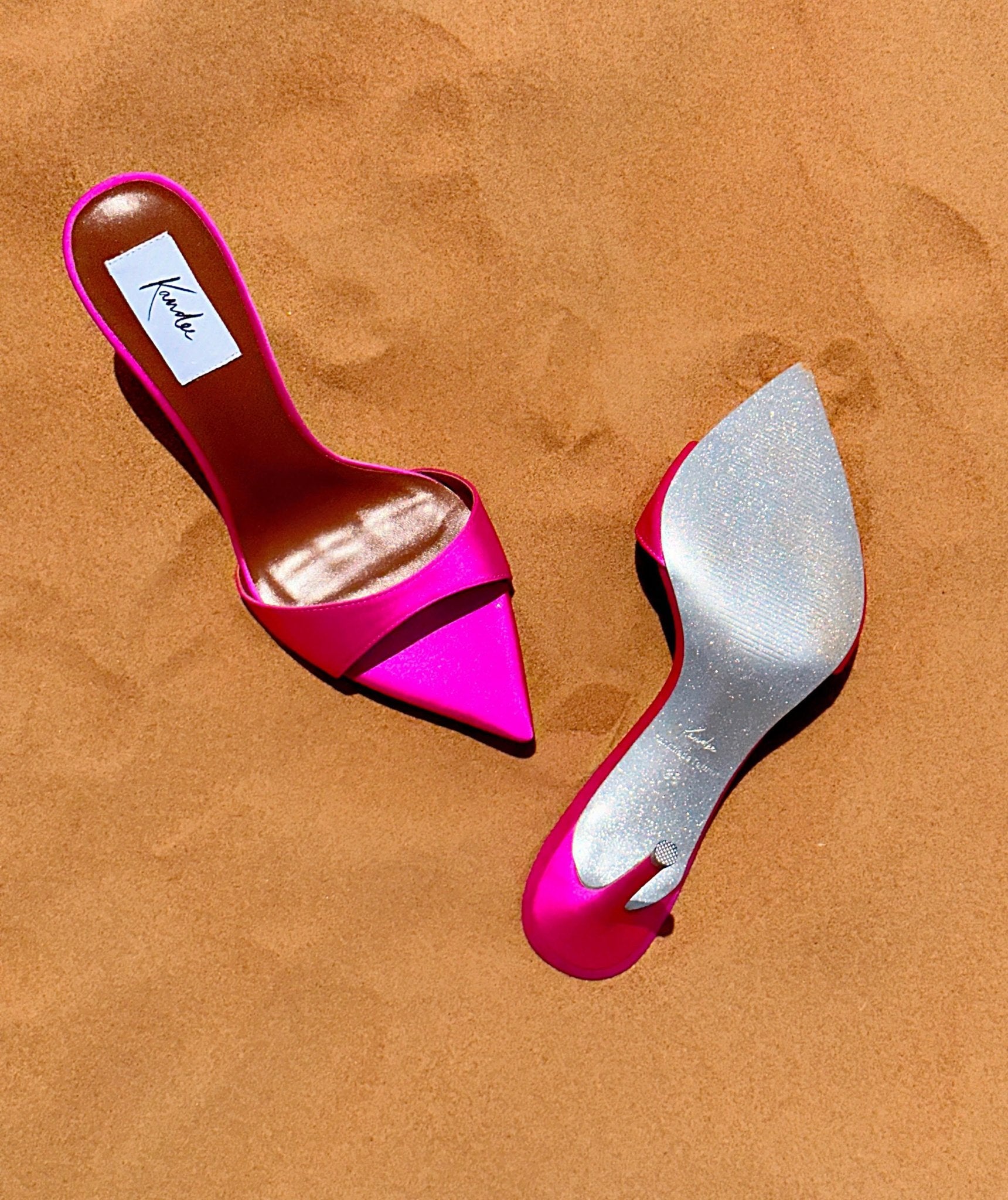 Framboise Satin Knife Mules - Kandee