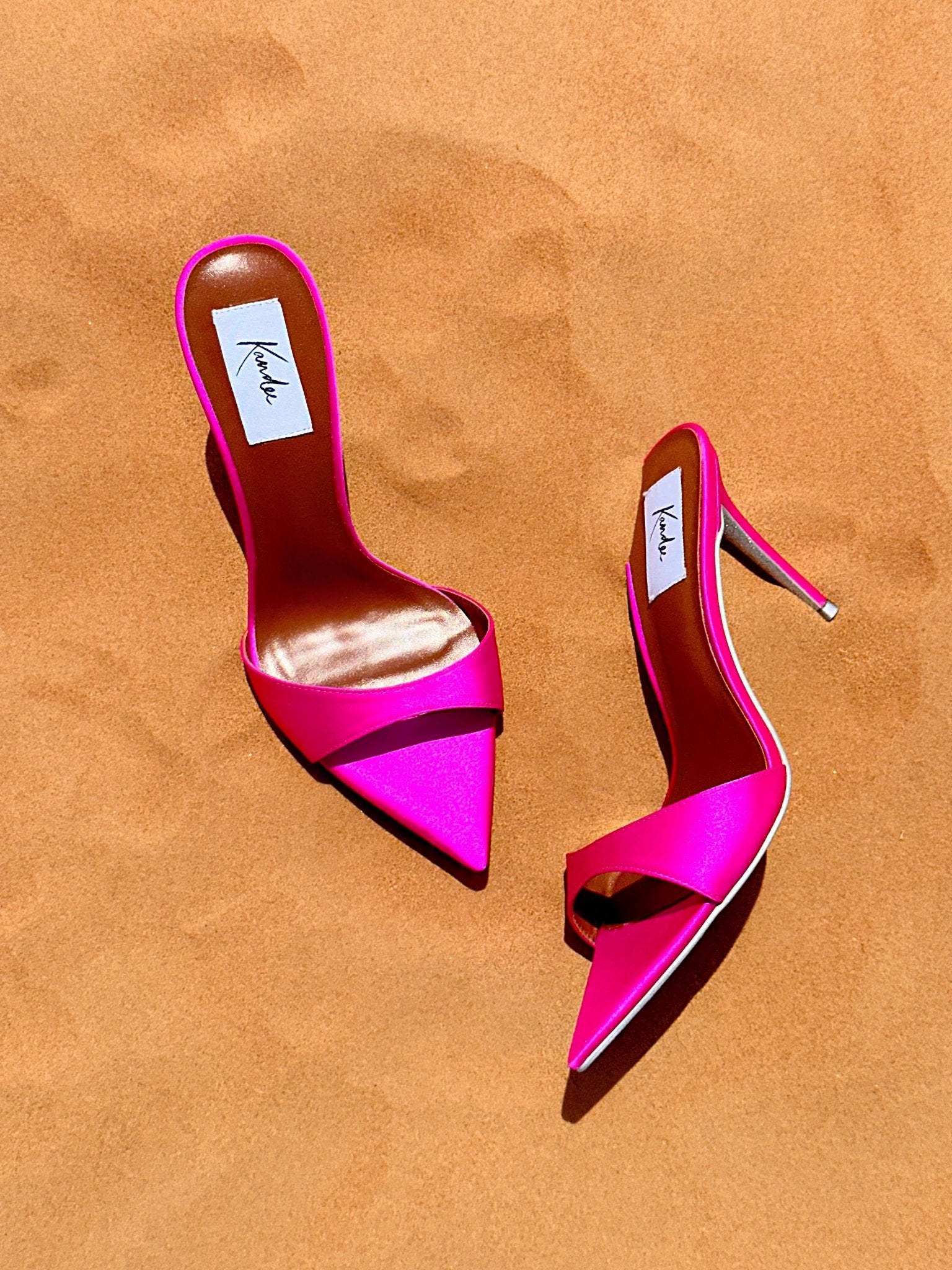 Framboise Satin Knife Mules - Kandee