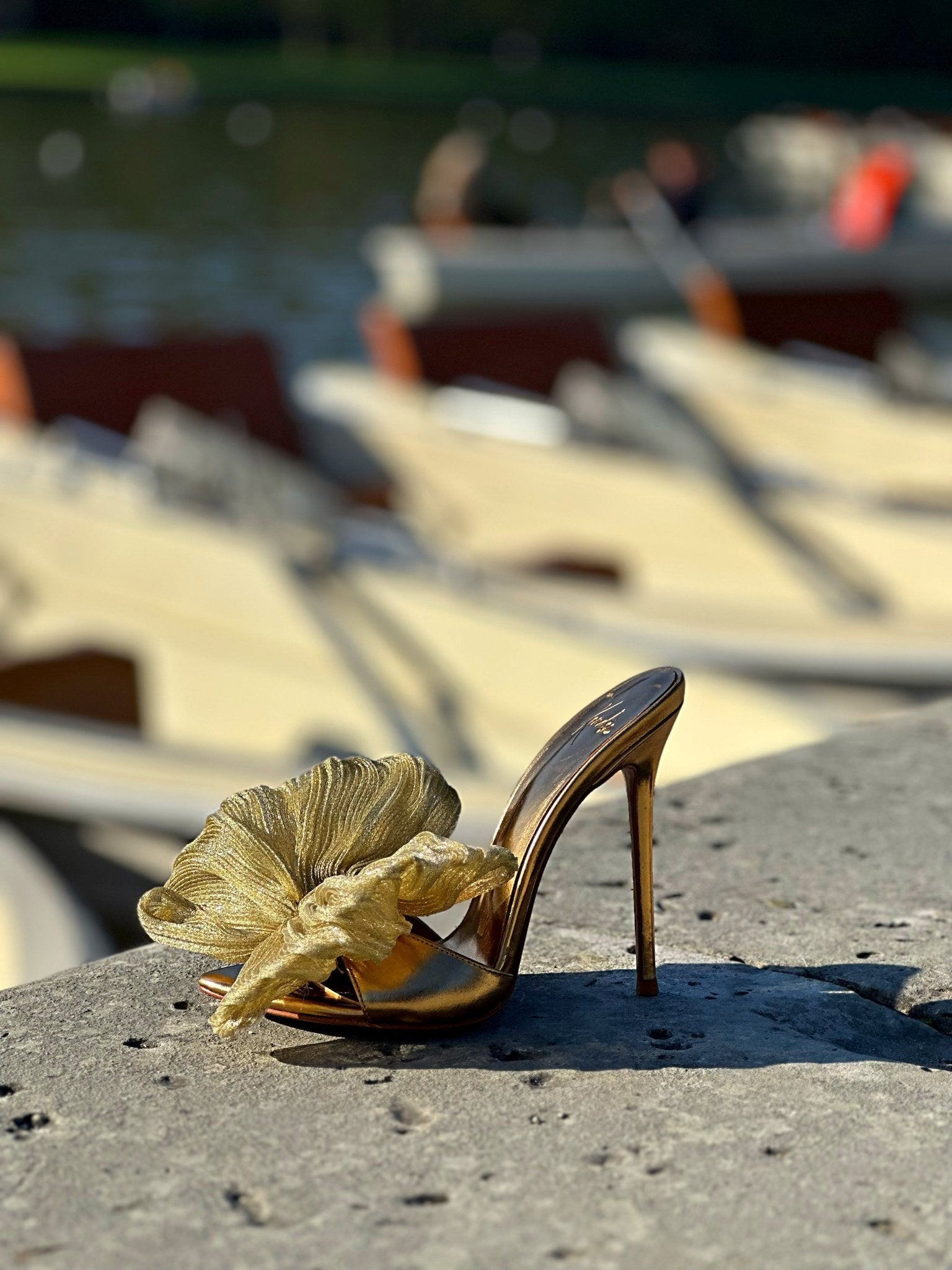 Arabian Princess Gold Bow Mules - Kandee