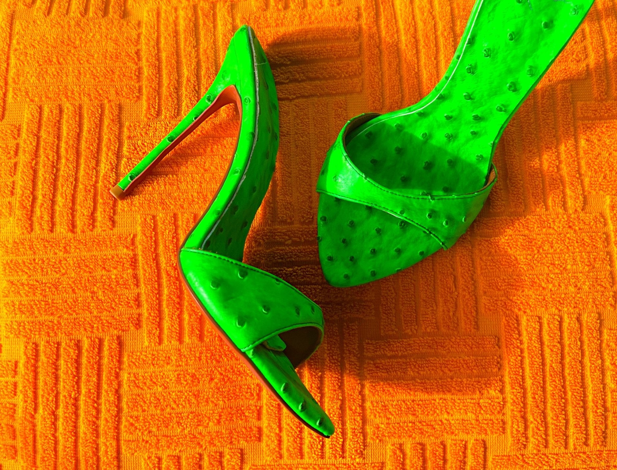 Green Apple Ostrich Mules - Kandee