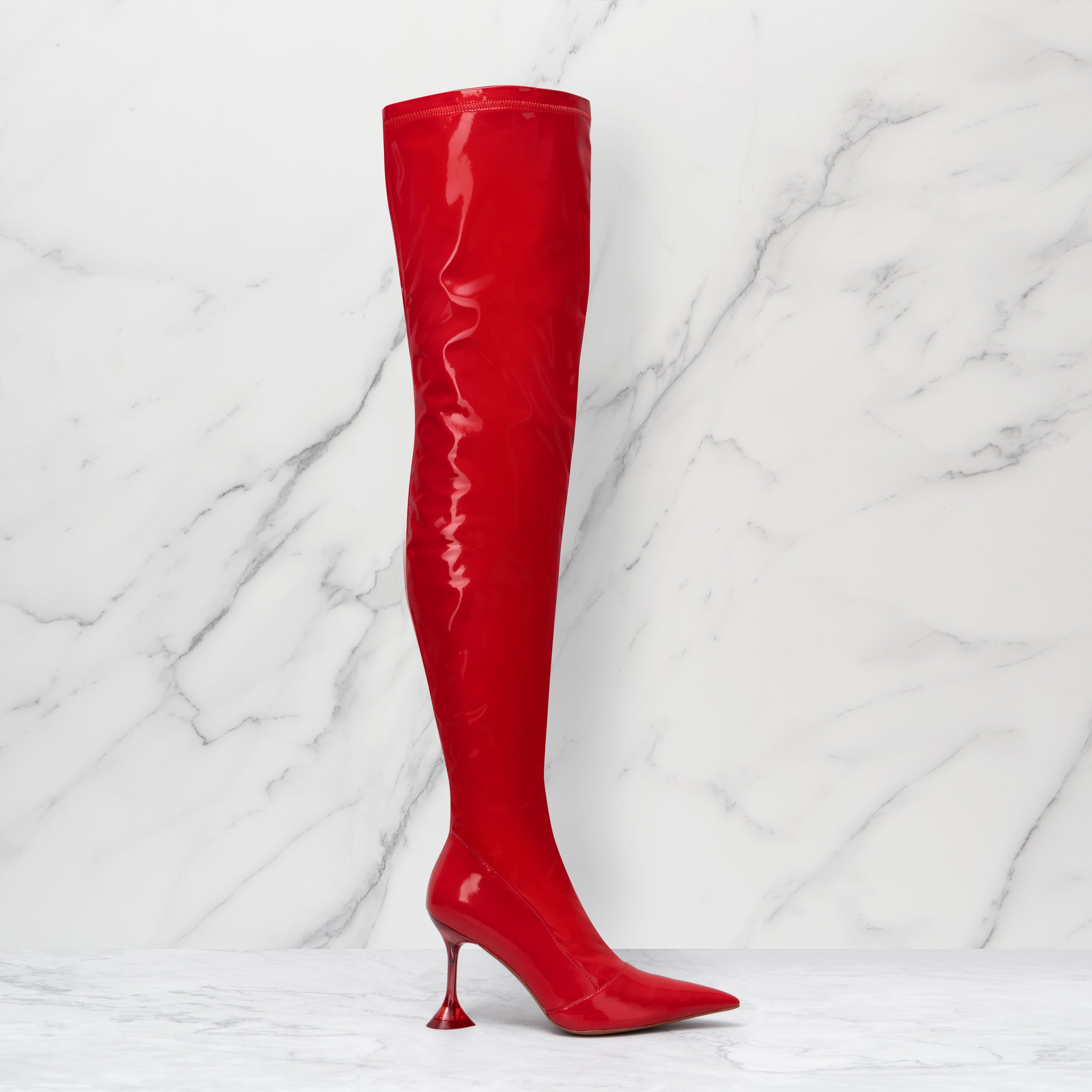 Red patent 2024 boots uk