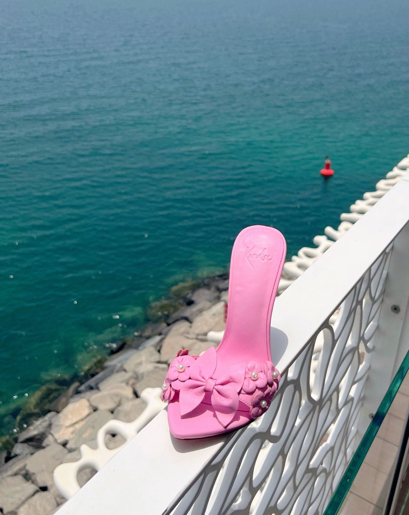 PINK SUMMER BUTTERFLY LEATHER MULES - Kandee