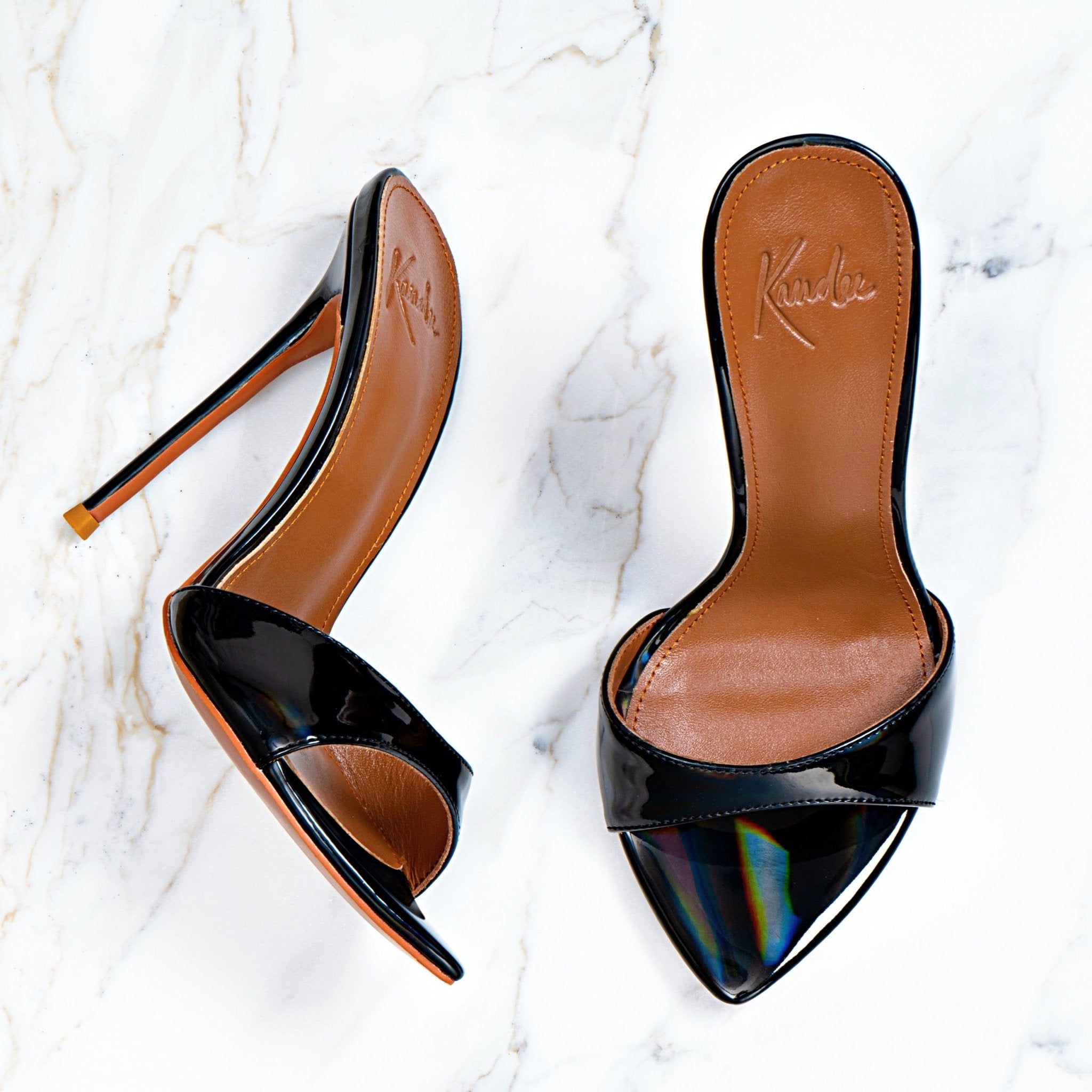 Temptress Black Rainbow Mules - Kandee