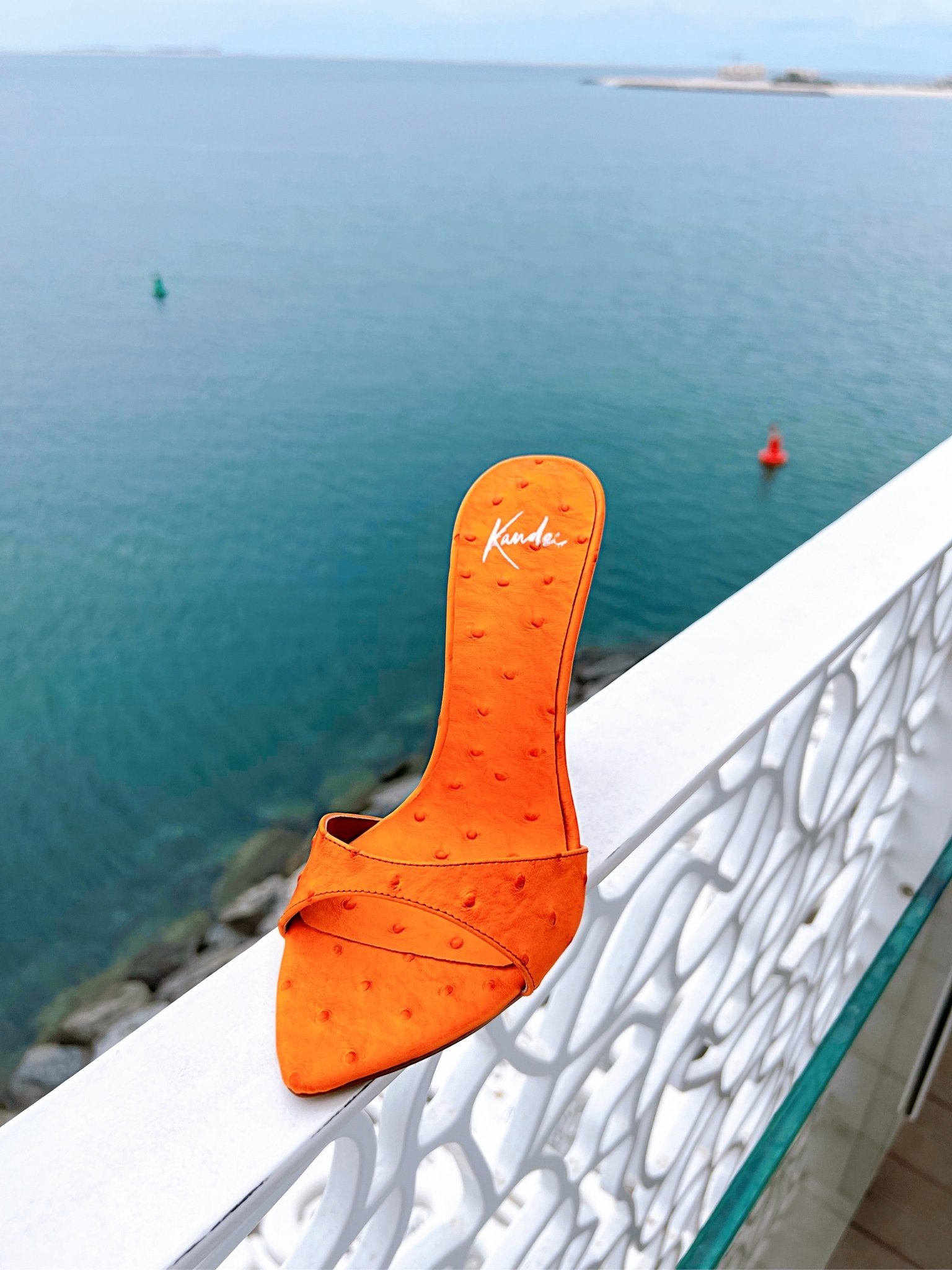 Tangerine Ostrich Mules - Kandee