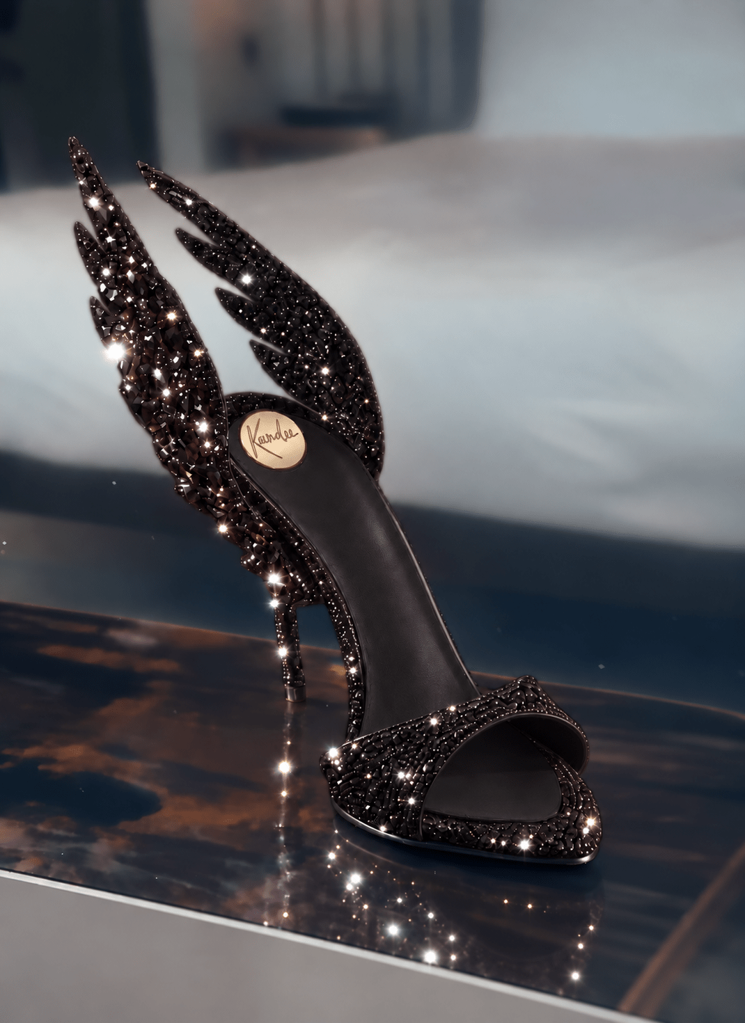 Angel Black Wing Crystal Mules *LIMITED EDITION - Kandee