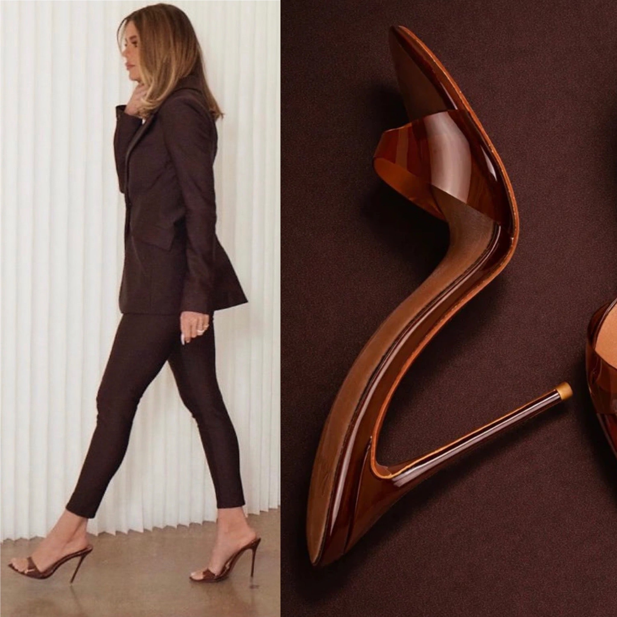 Le Chocolat Patent Mules *As Seen On Khloe Kardashain - Kandee