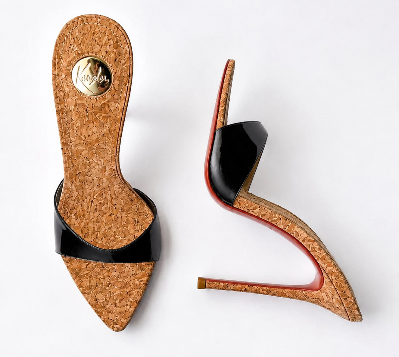 Black patent leather Cork Mules