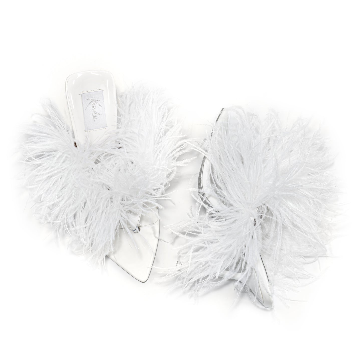DANCING FEATHER WHITE THONG SANDALS