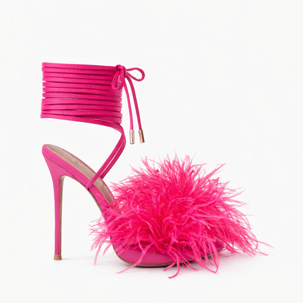 Pink Feather String Sandals - Kandee