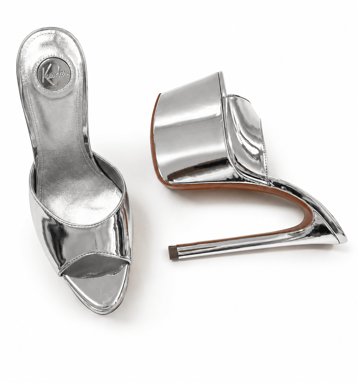 Platinum Mirror 180mm heel Mules - Kandee