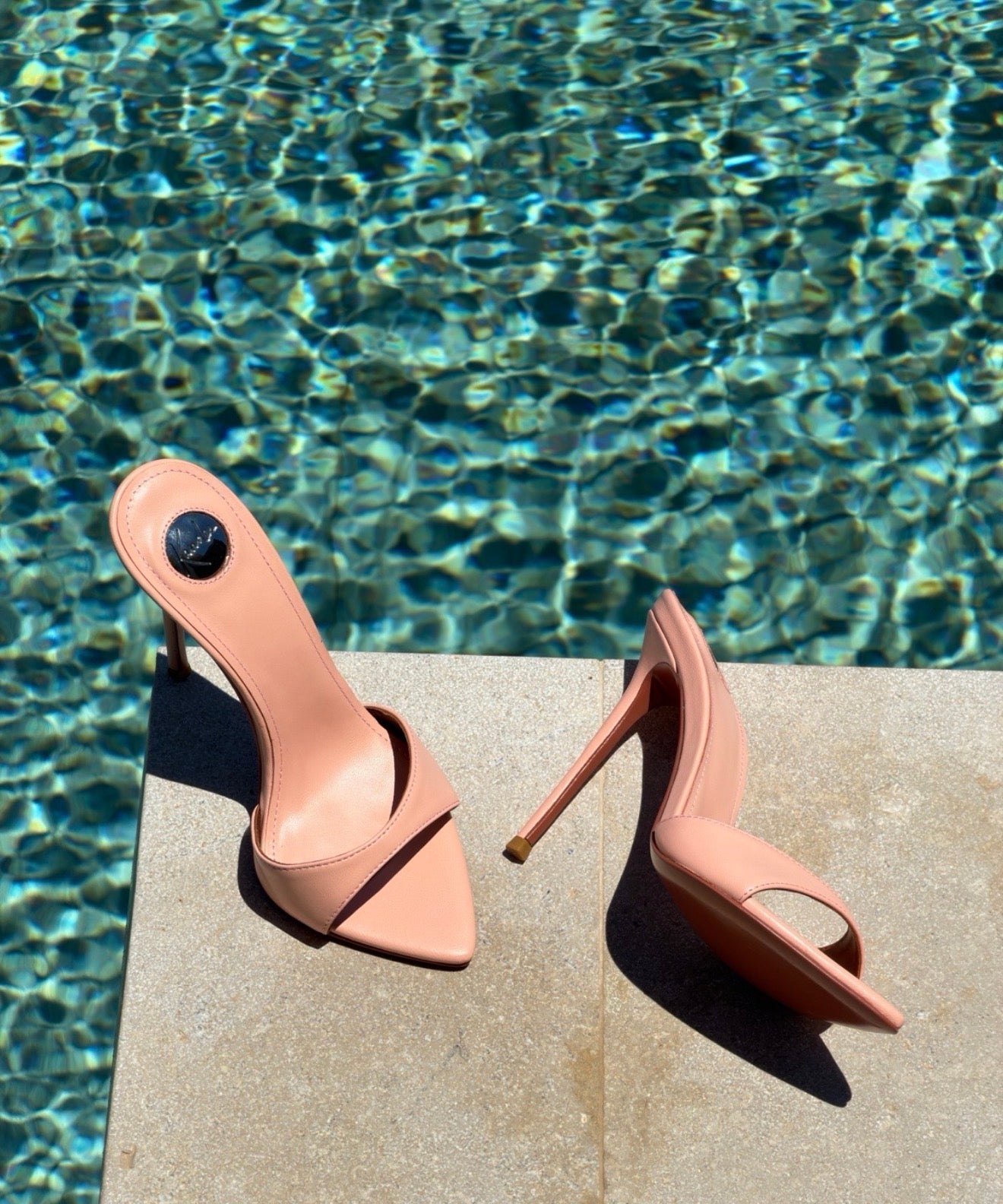 Peach Leather Mules