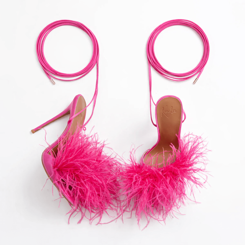 Pink Feather String Sandals - Kandee