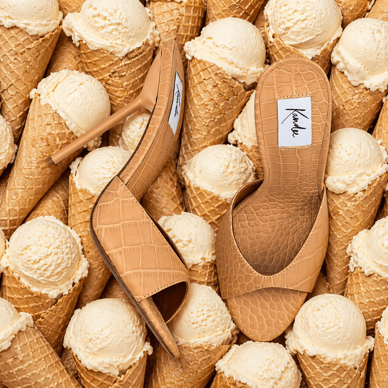 Natural Croco Mules - Kandee