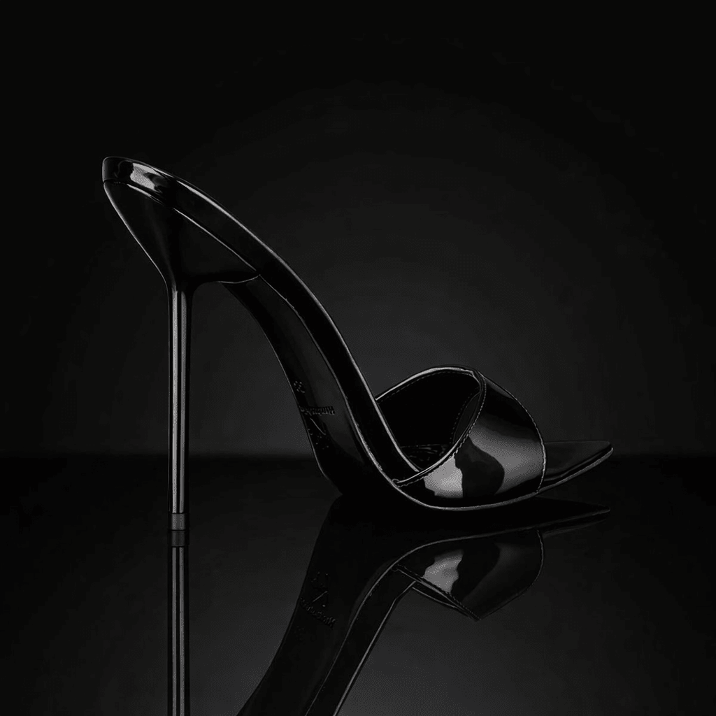 Black Patent High Gloss Mules - Kandee