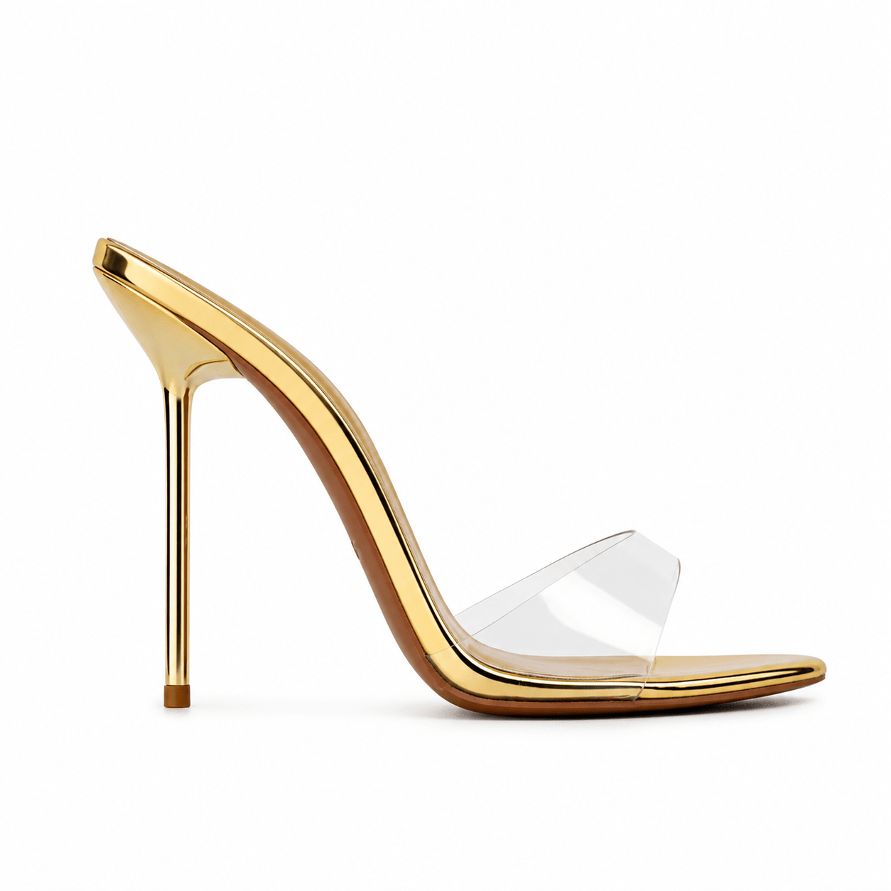 Gold Patent Mirror Mules Vegan - Kandee