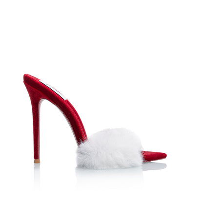 FESTIVE VELVET MINK MULES AS SEEN ON JENNIE KIM