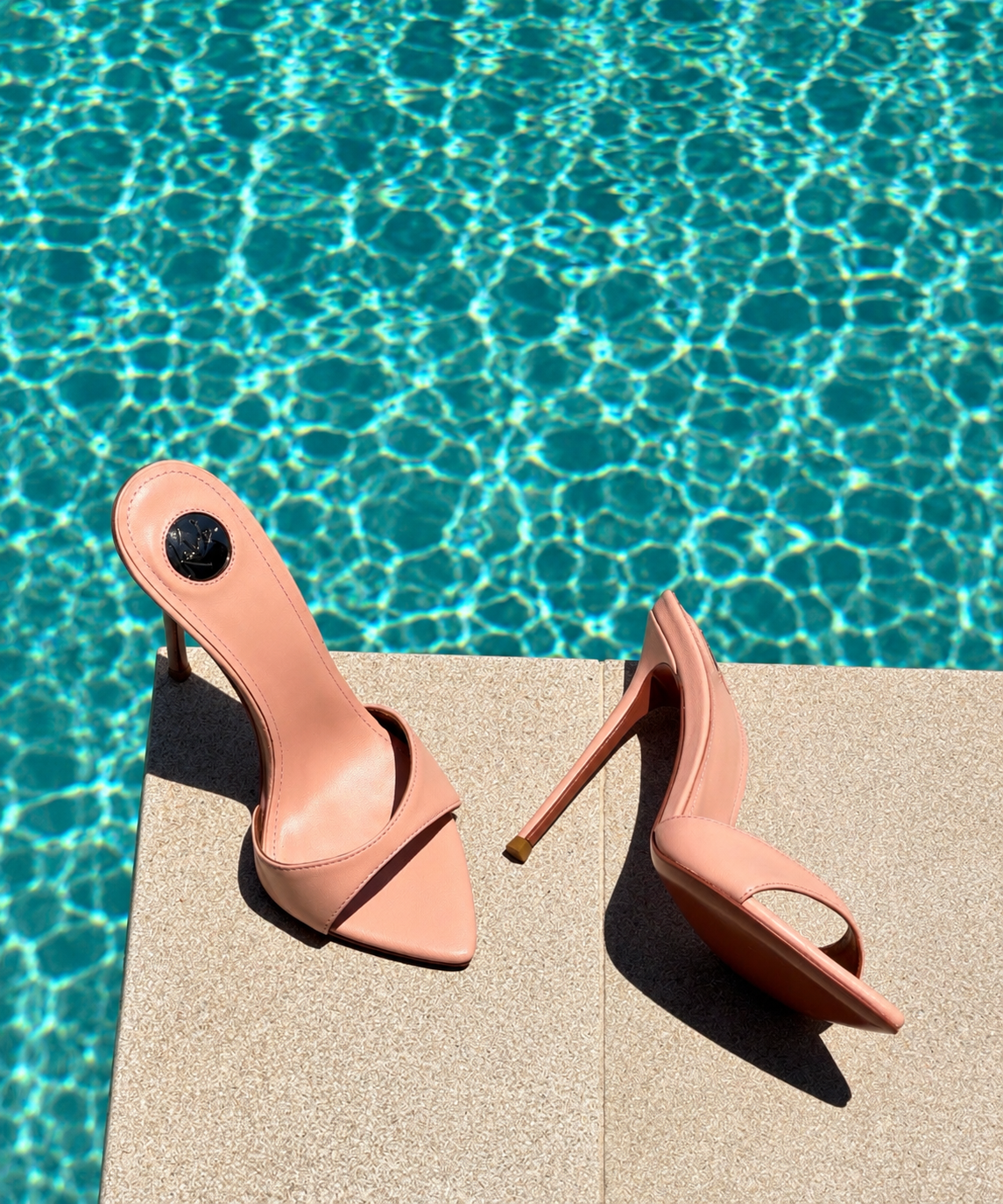 Peach Leather Mules