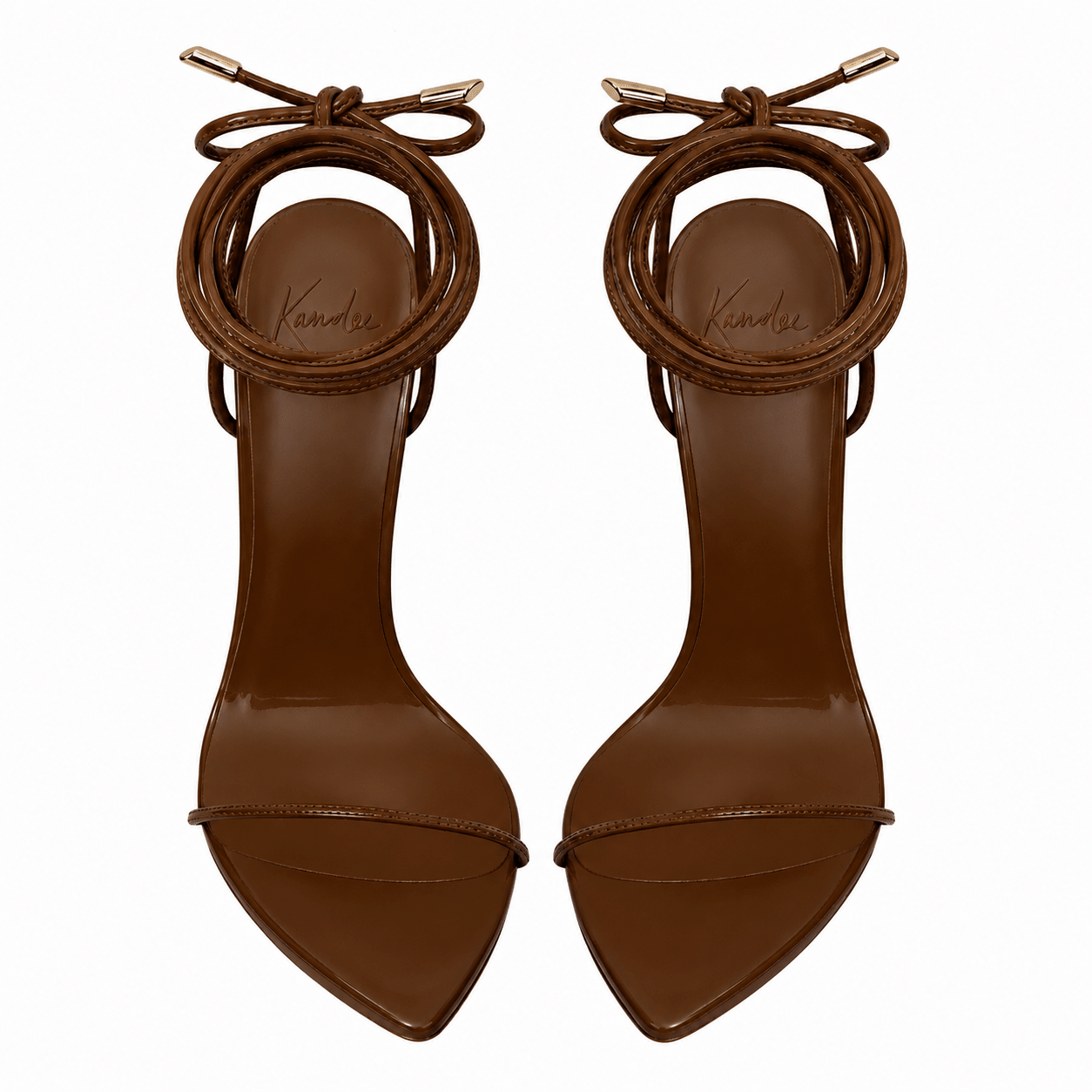 Espresso Patent Mirror Sandals Vegan - Kandee