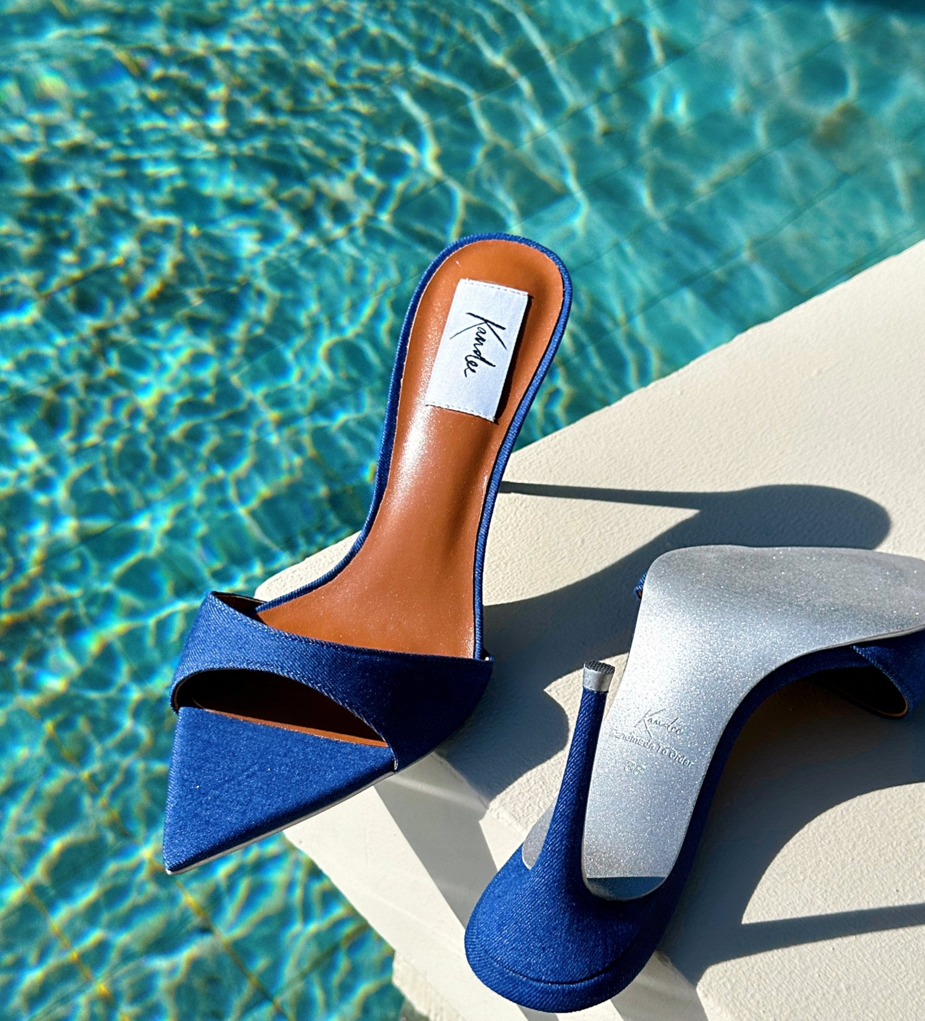 Blue Jean Knife Mules - Kandee