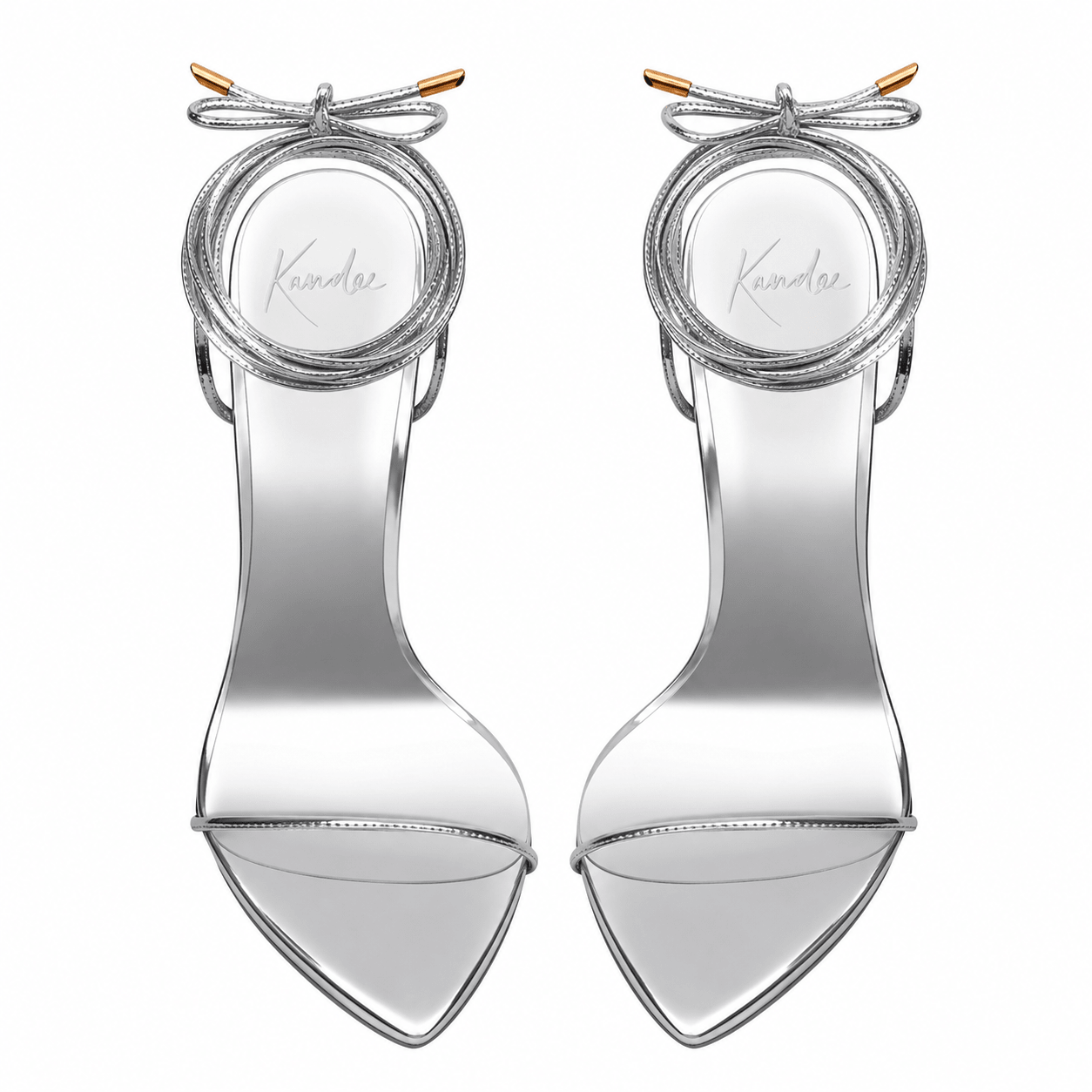 Silver Patent Mirror Sandals Vegan - Kandee