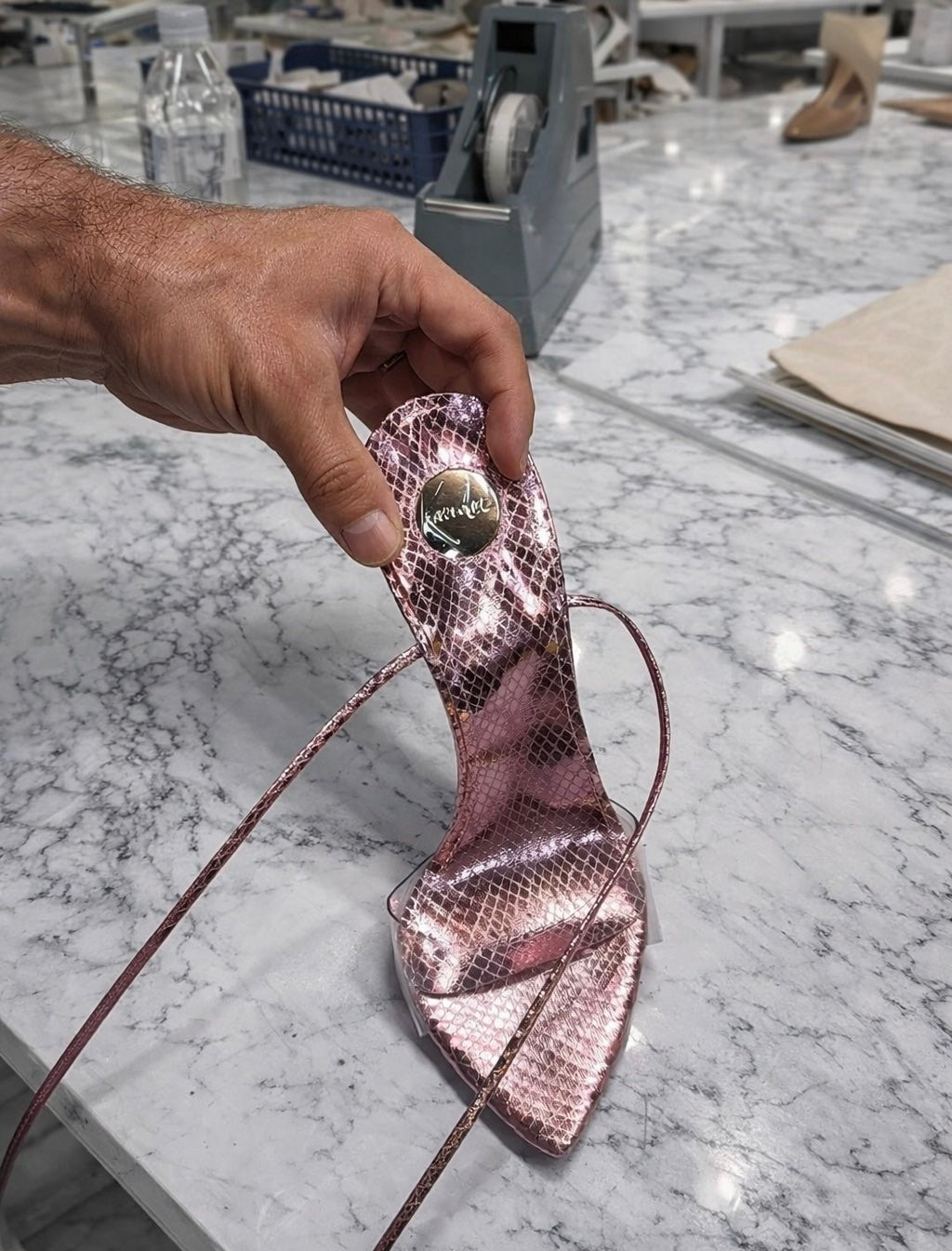 Metallic Pink Snake Sandals - Kandee