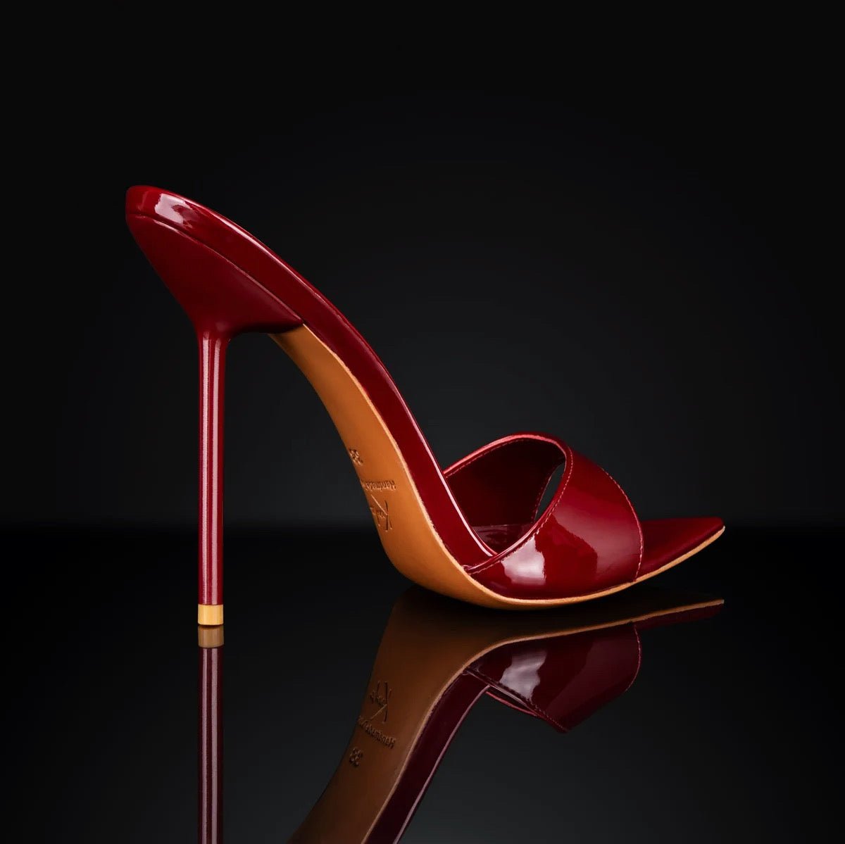 Cherry Lacquer Knife Mules - Kandee