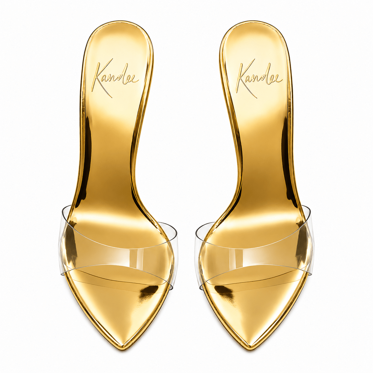 Gold Patent Mirror Mules Vegan - Kandee
