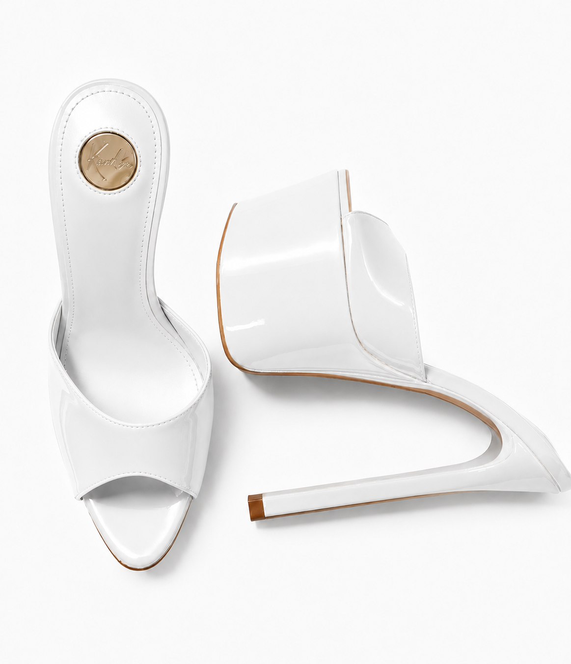 White Gloss 180mm heel Mules