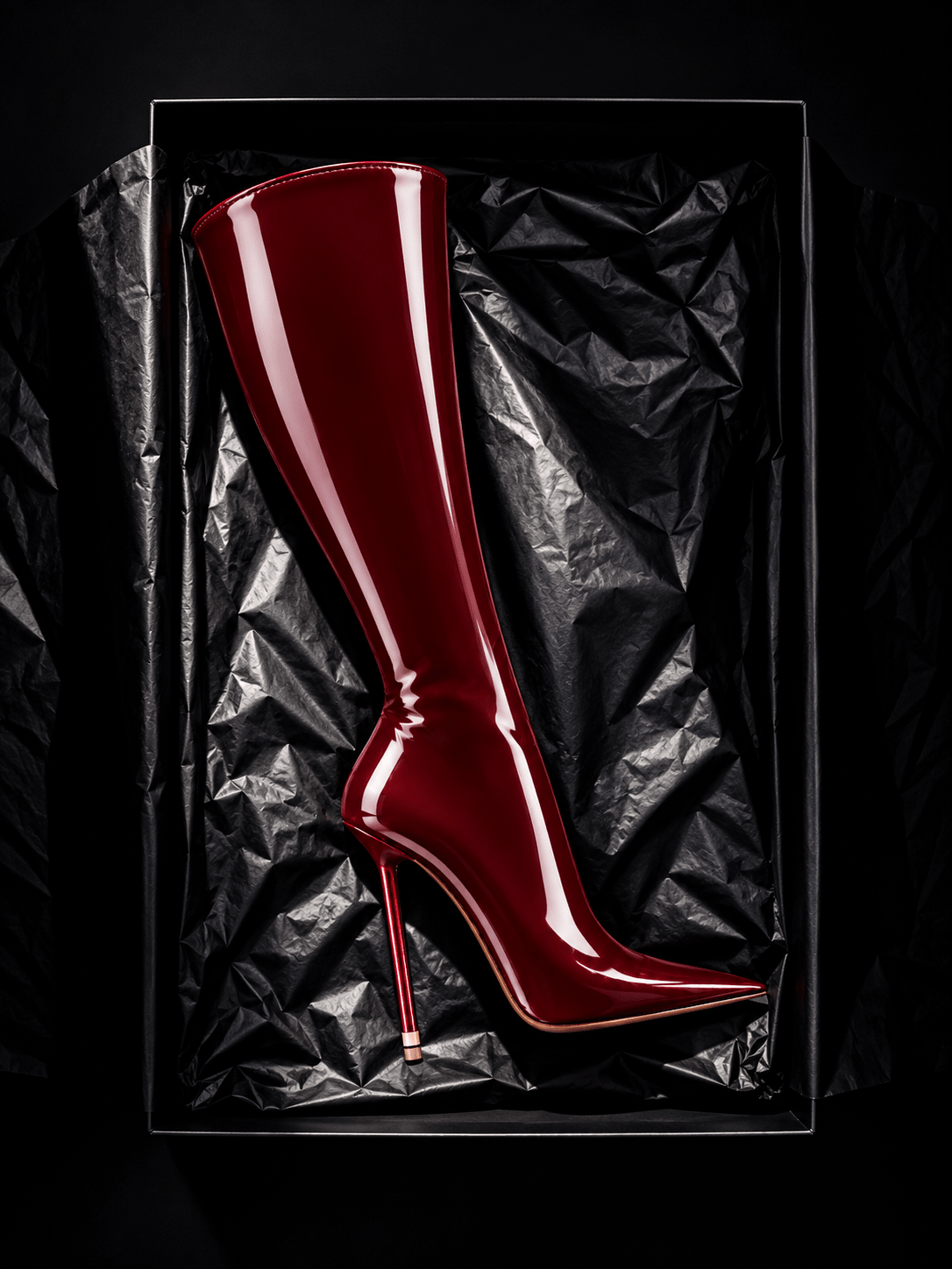 Cherry Lacquer Leather Boots - Kandee