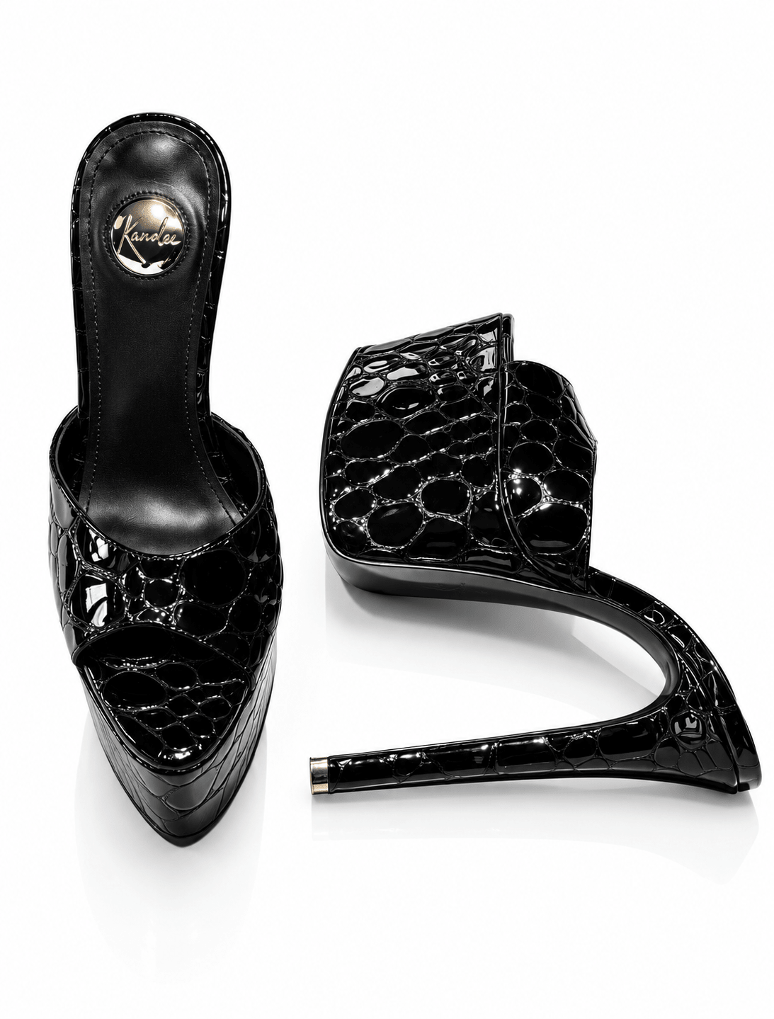 Extinct Reptilia Embossed Leather Platform 180mm heel Mules - Kandee